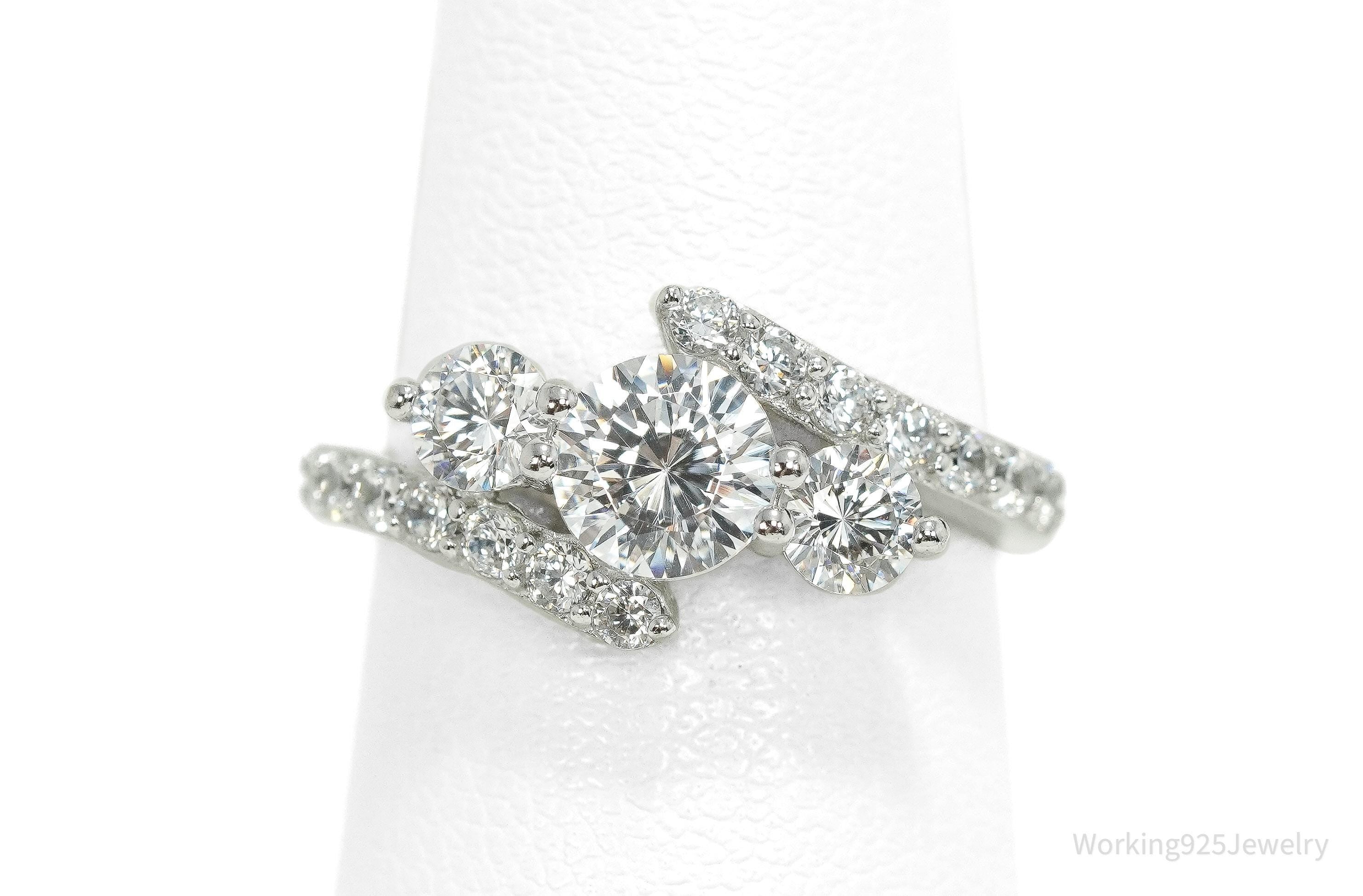 Vintage JCM Cubic Zirconia Sterling Silver Ring - Size 6