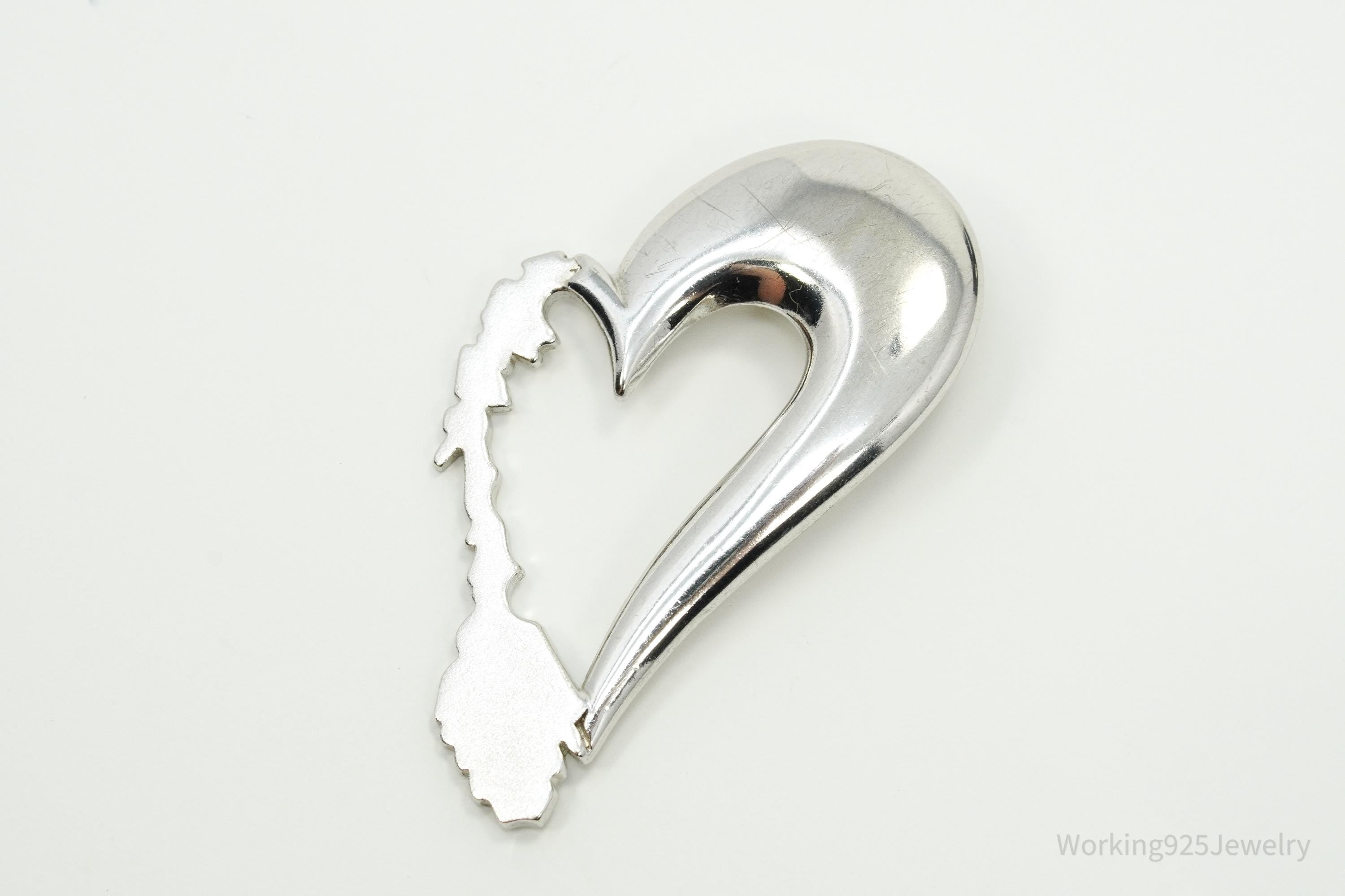 Vintage Heart Sterling Silver Necklace Pendant