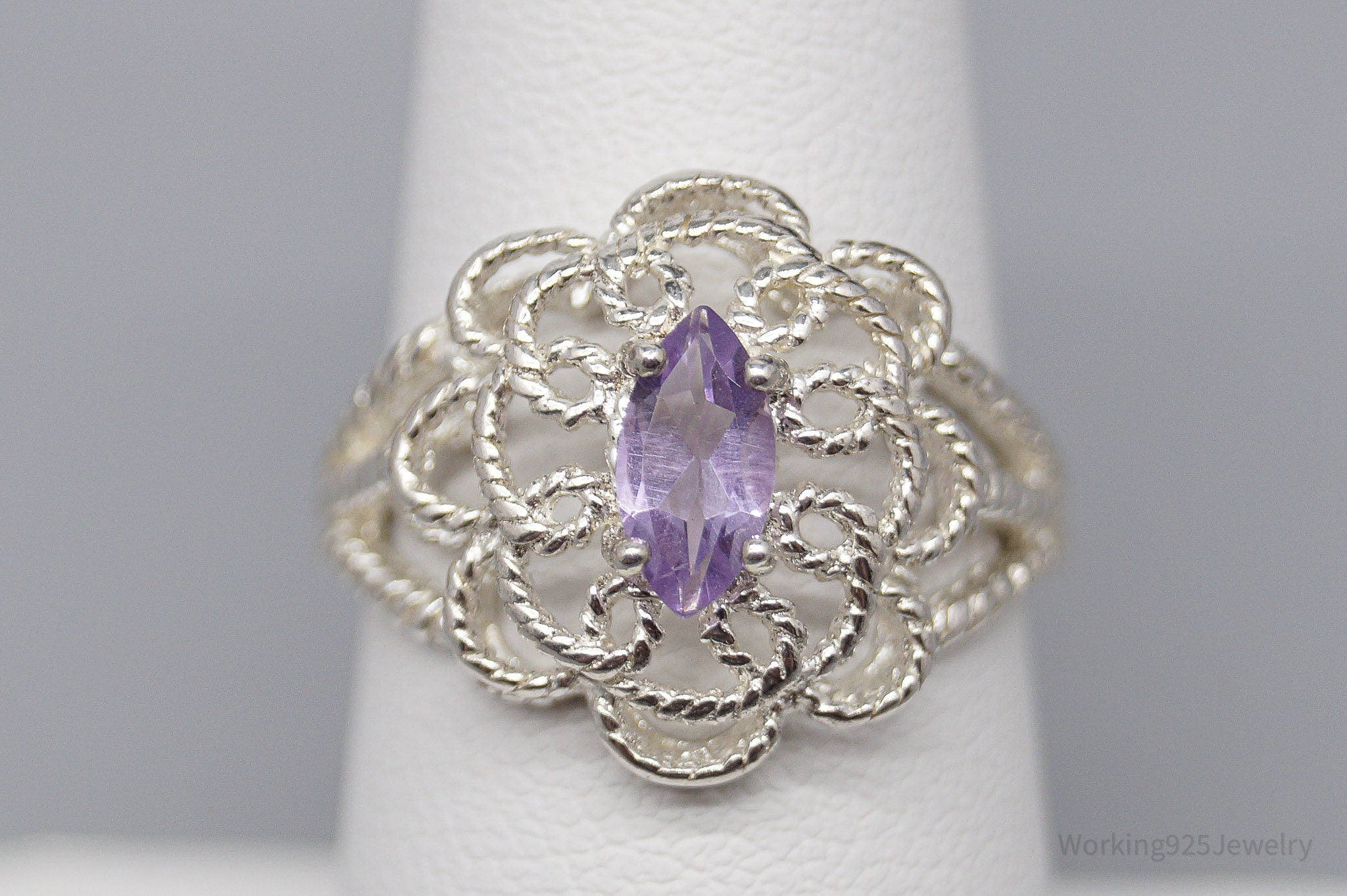 Vintage Amethyst Sterling Silver Ring - Size 7