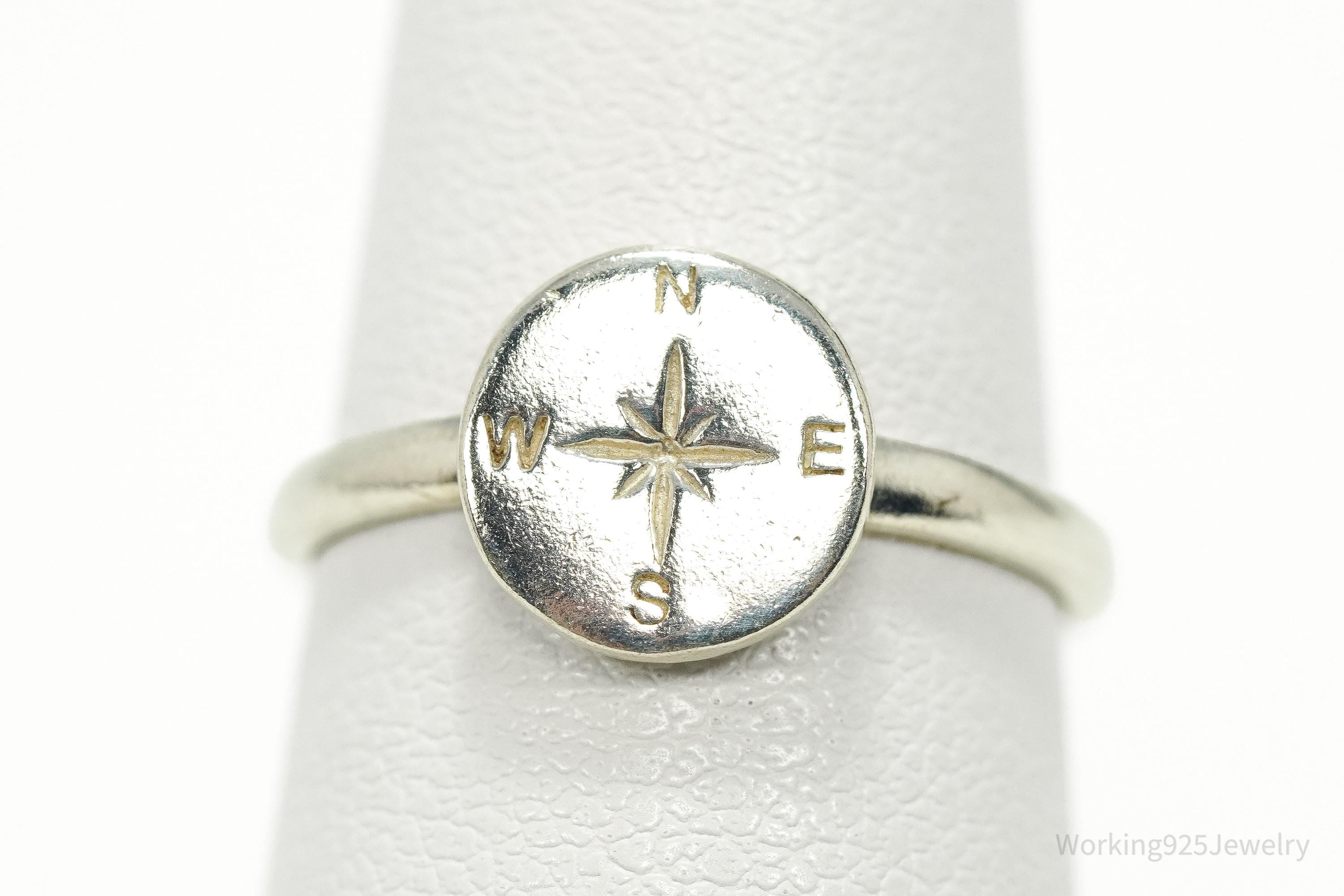 Vintage Compass Sterling Silver Ring - 6
