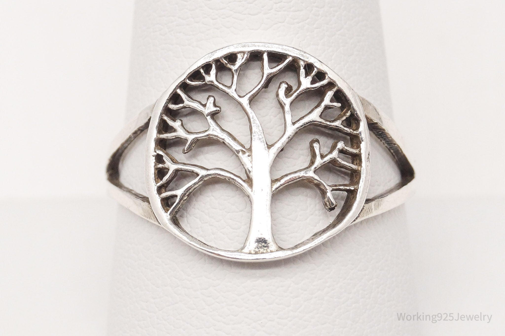 Vintage Tree Of Life Sterling Silver Ring - Size 10