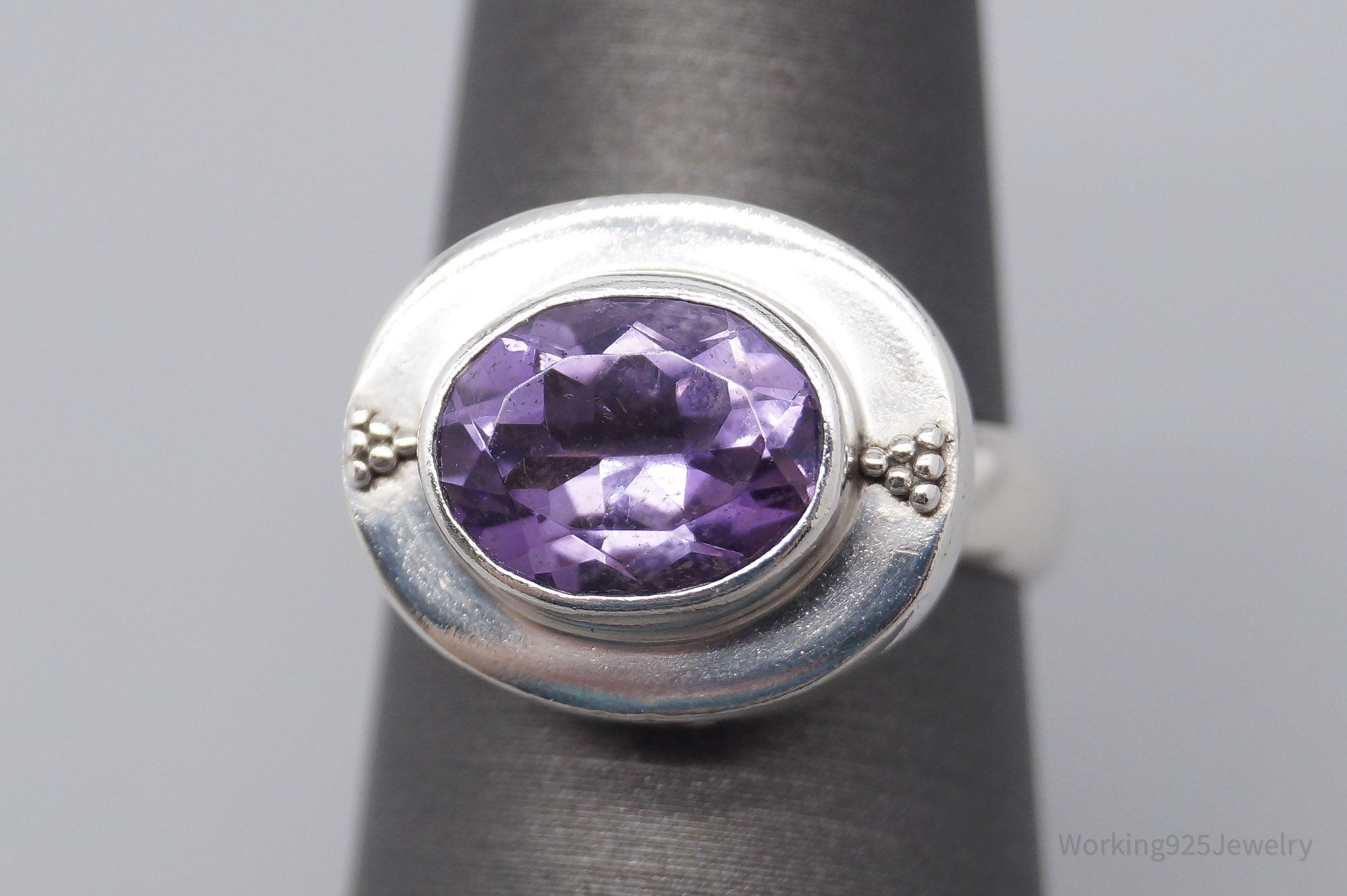 Vintage Designer Lori Bonn Amethyst Sterling Silver Ring - Size 6