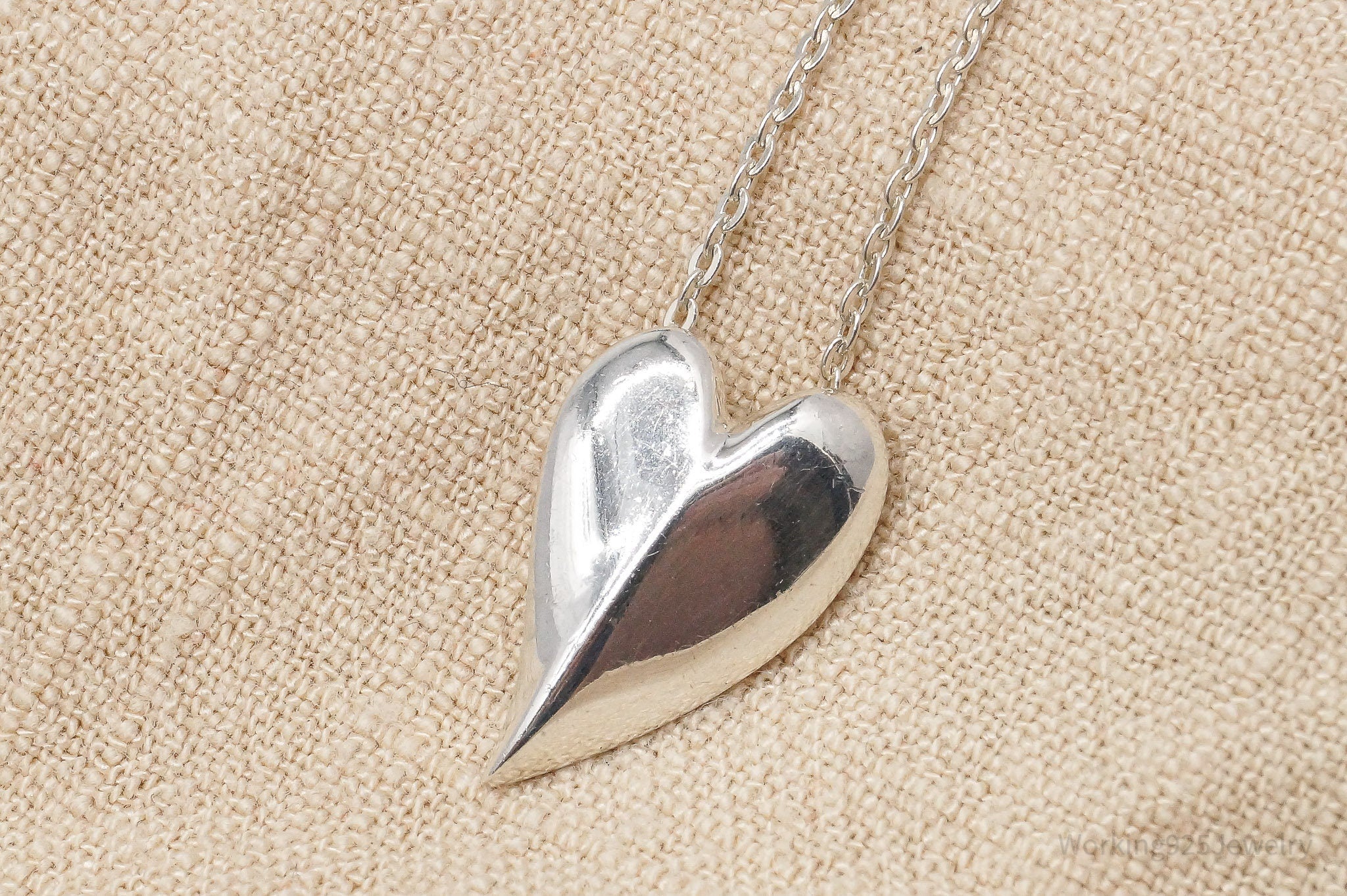 Vintage Kit Heath Modernist Heart Sterling Silver Chain Necklace - 16"