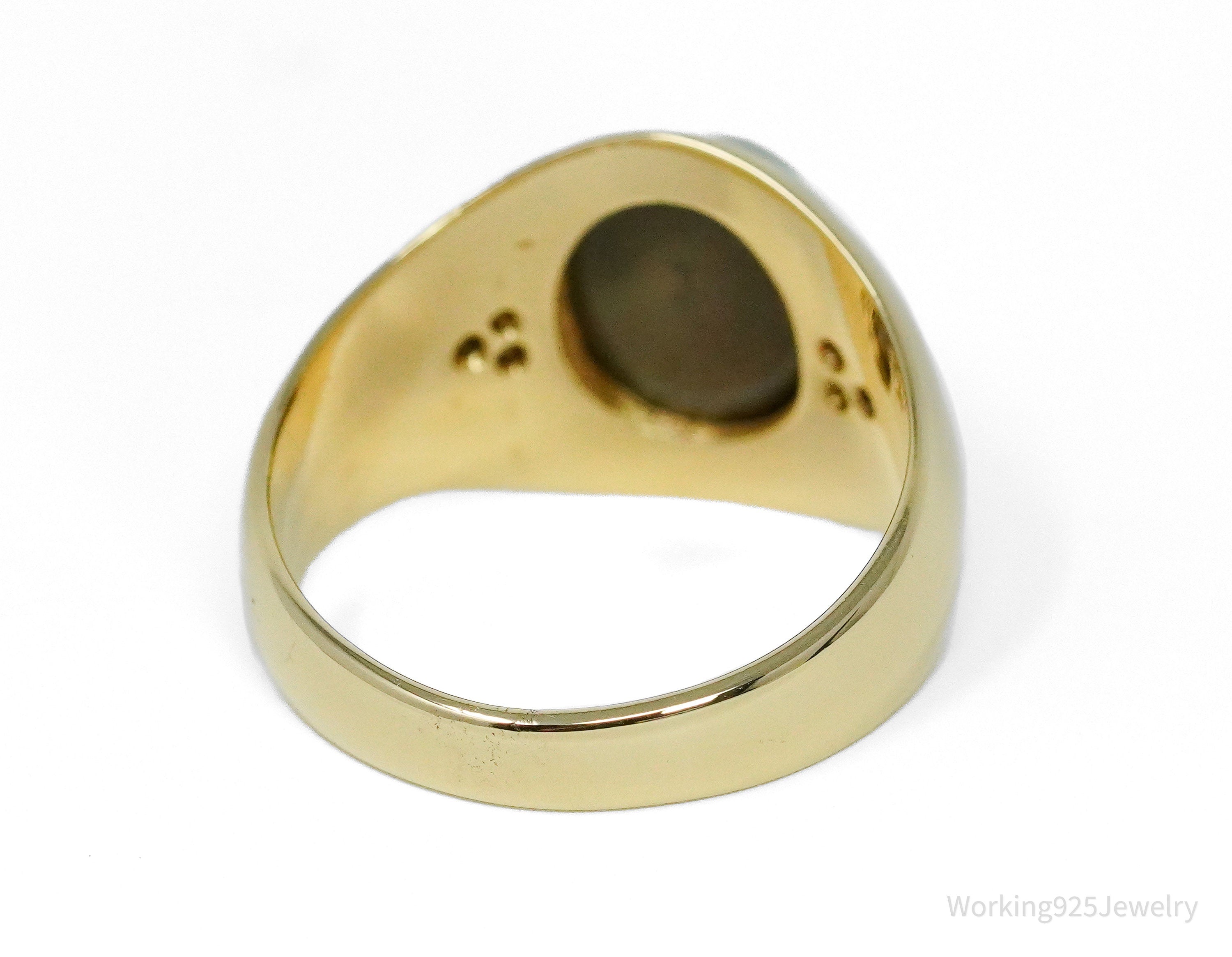 14K Yellow Gold, Synthetic Star Sapphire & Diamond Ring - Size 9.5