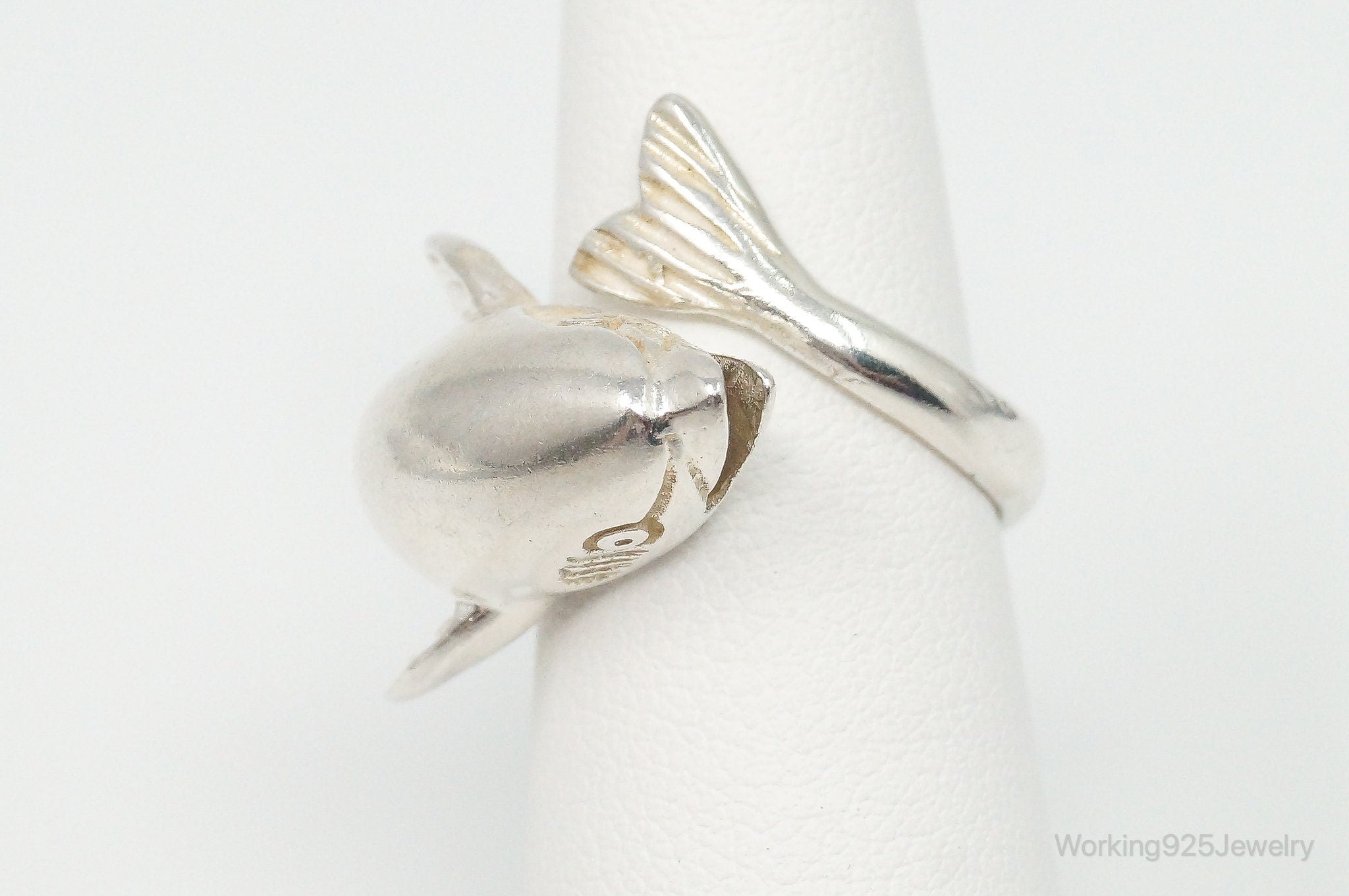 Vintage Dolphin Wrap Sterling Silver Ring - Size 5.25