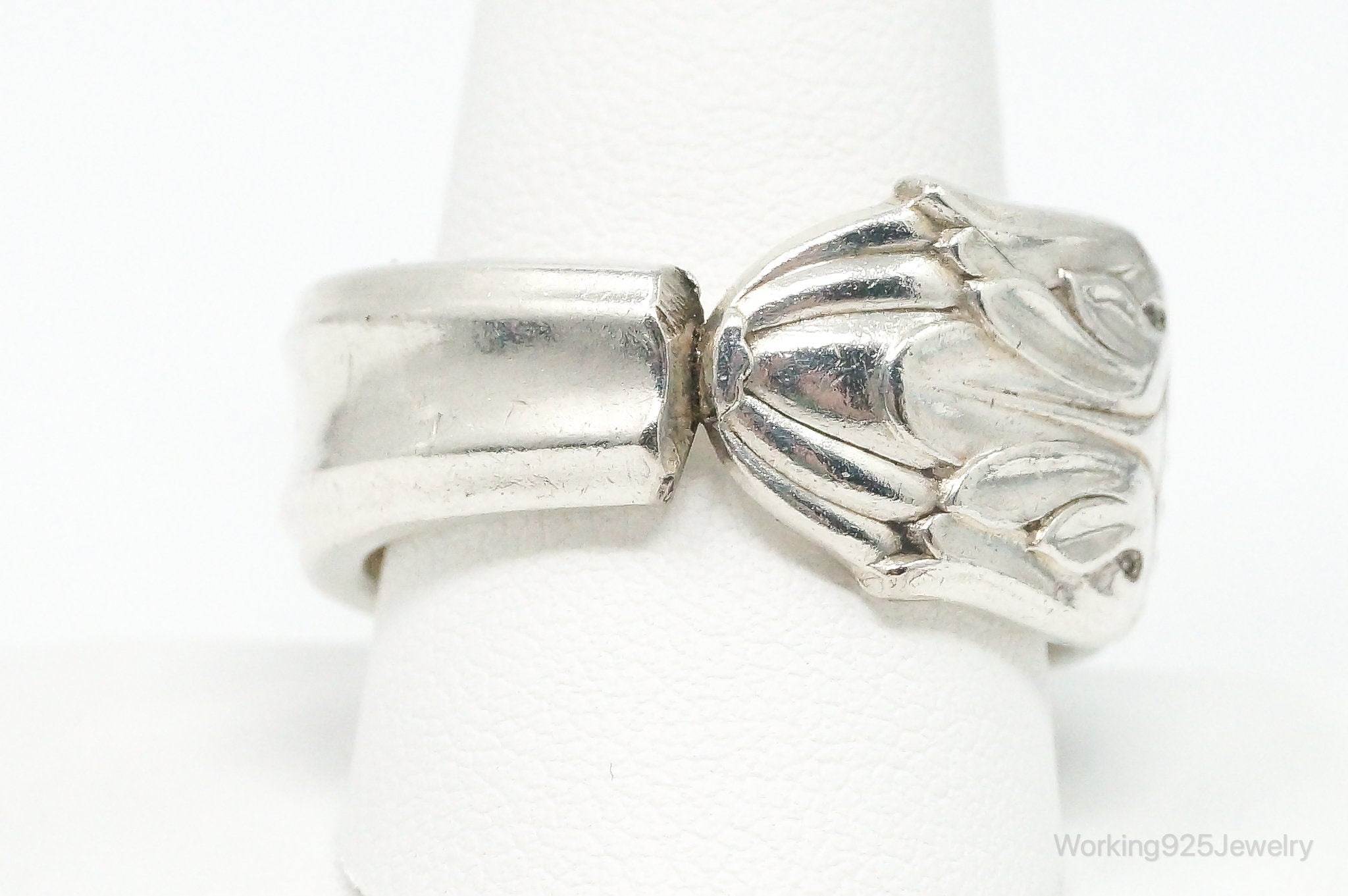 Antique Art Deco Sterling Silver Wrap Spoon Ring - SZ 12.75