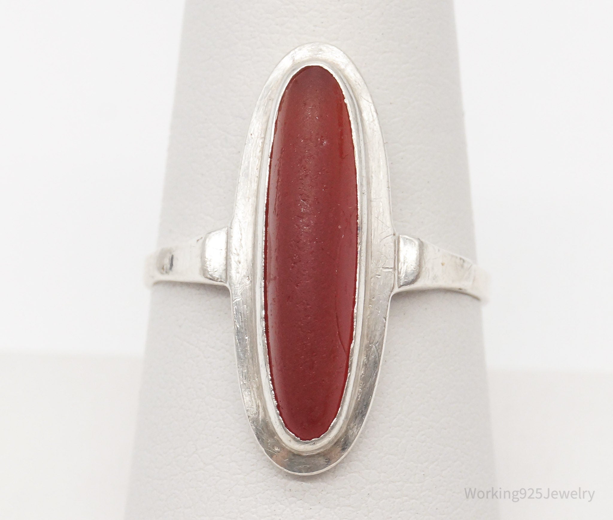 Antique Carnelian 835 Silver Ring - Size 8.25