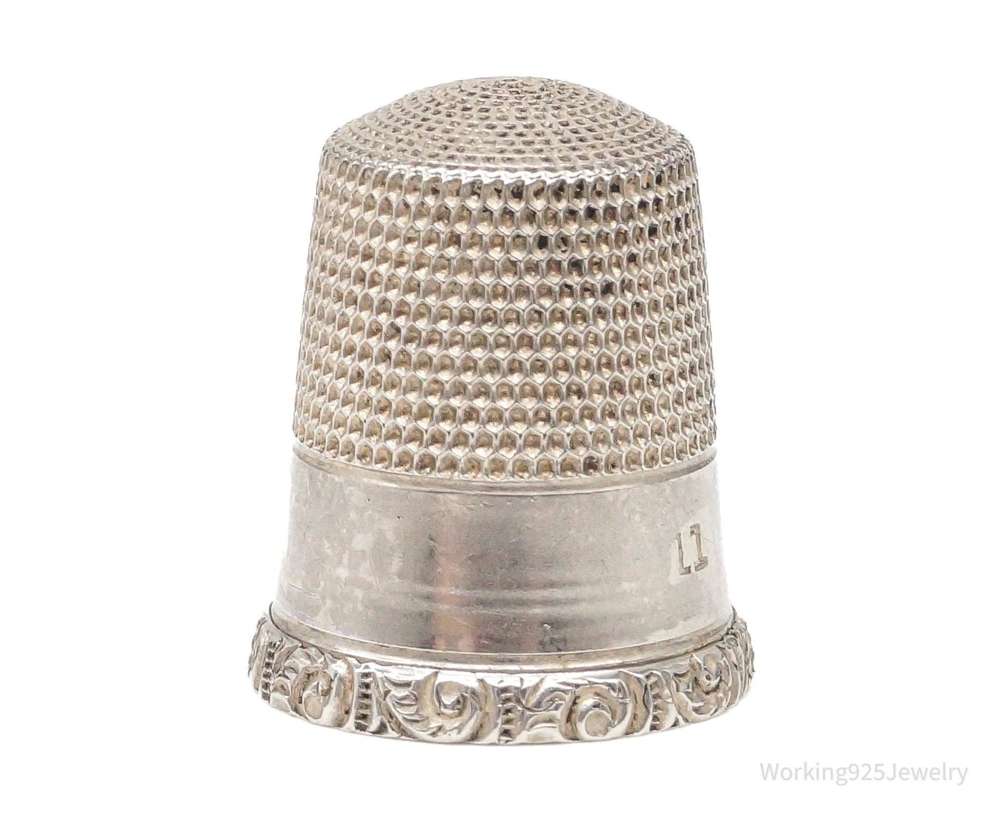 1800s Antique Simons Bros & Co Sterling Silver Thimble Size 11
