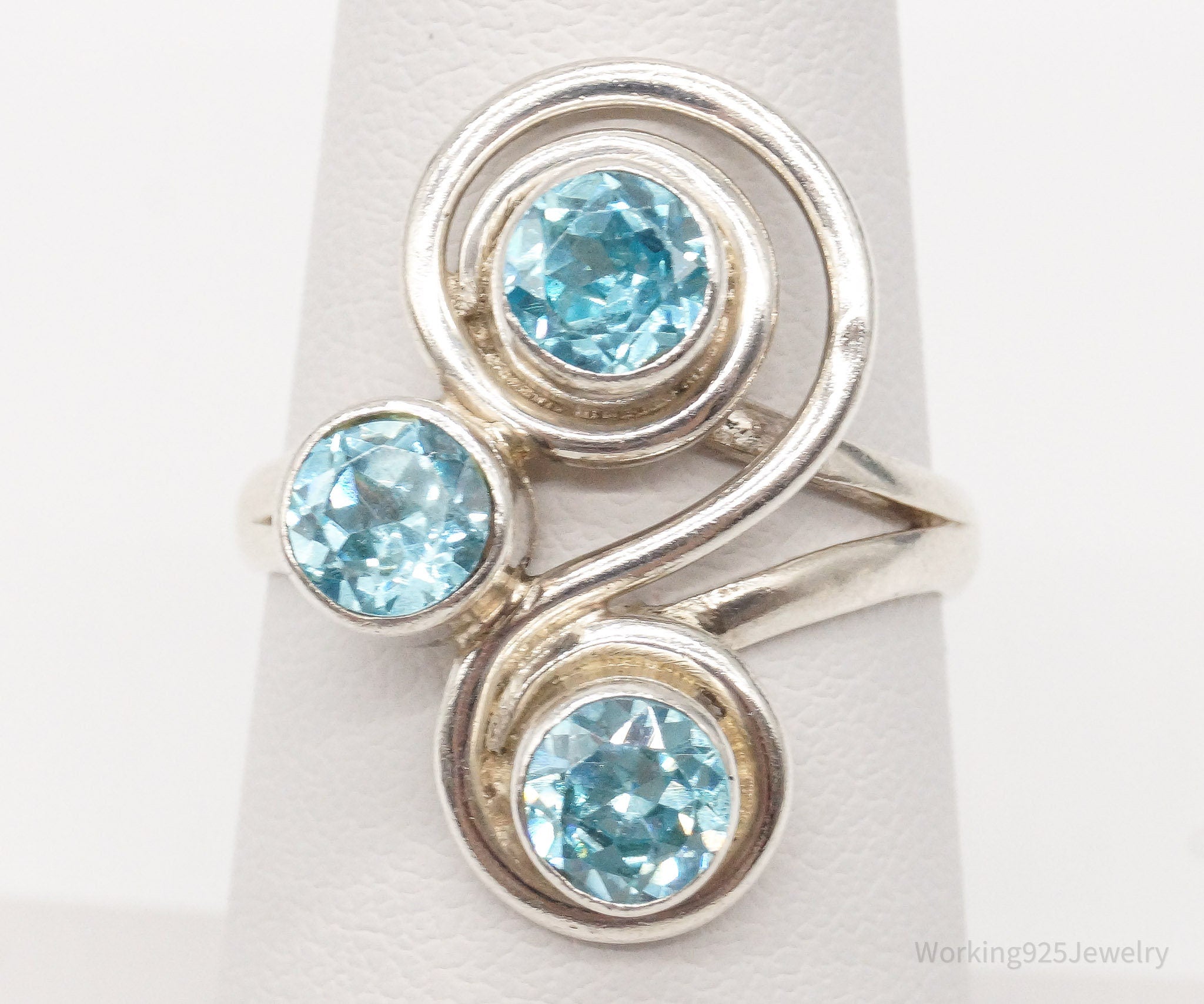 Vintage Aquamarine Sterling Silver Ring - Size 7