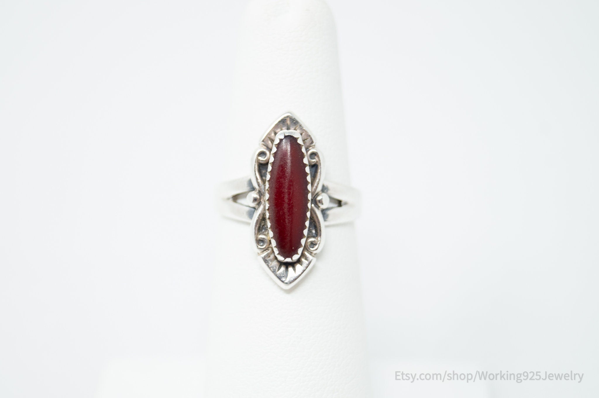 Vintage Designer Bell Trading Company Carnelian Sterling Silver Ring - Size 5