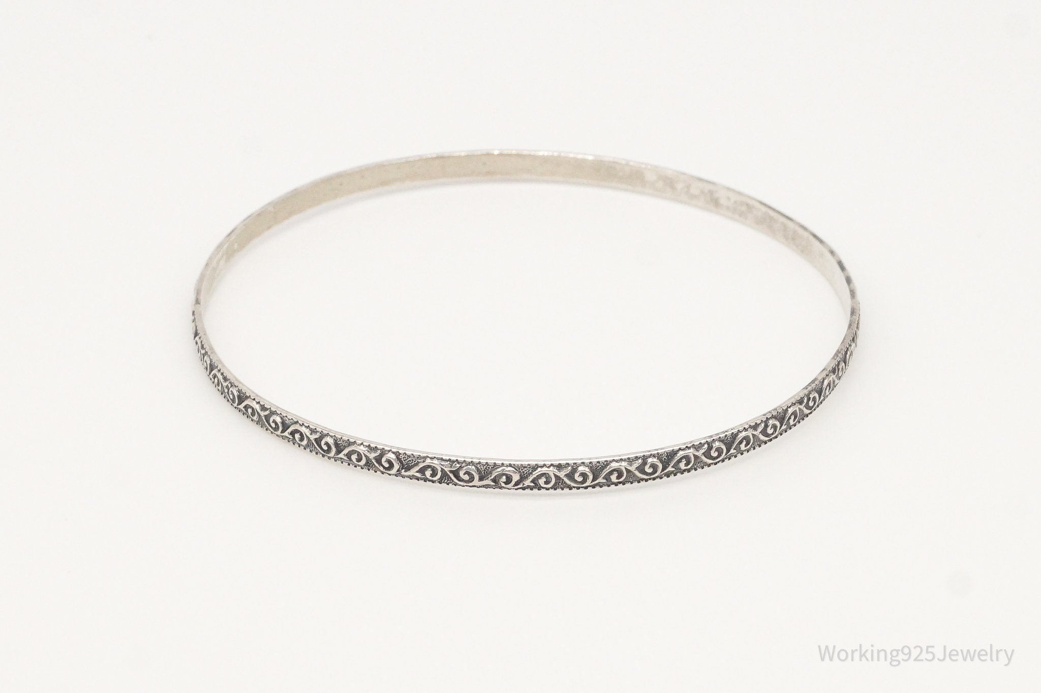 Antique Beau Art Nouveau Sterling Silver Bangle Bracelet