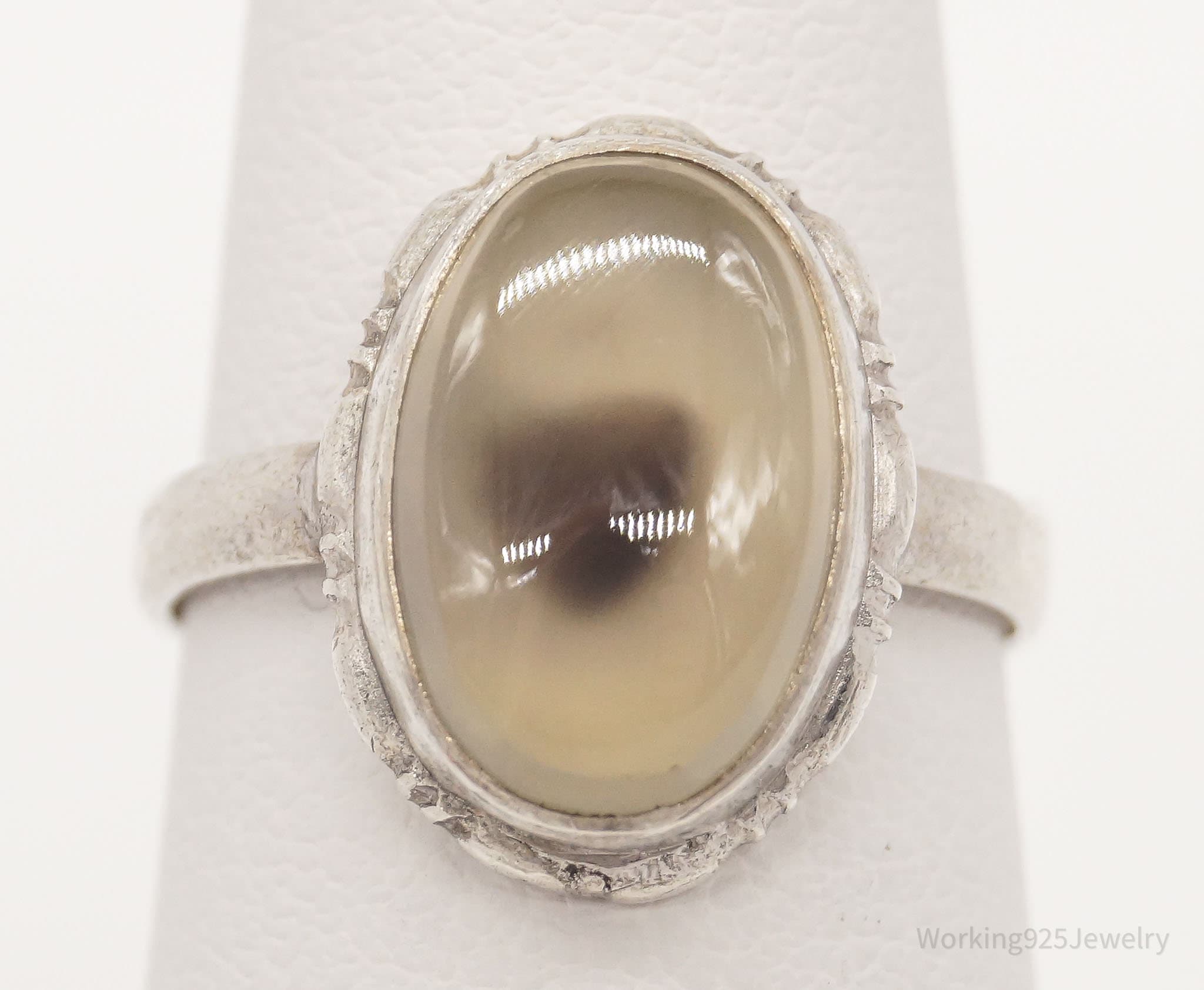 Antique Agate Sterling Silver Ring Size 5.75
