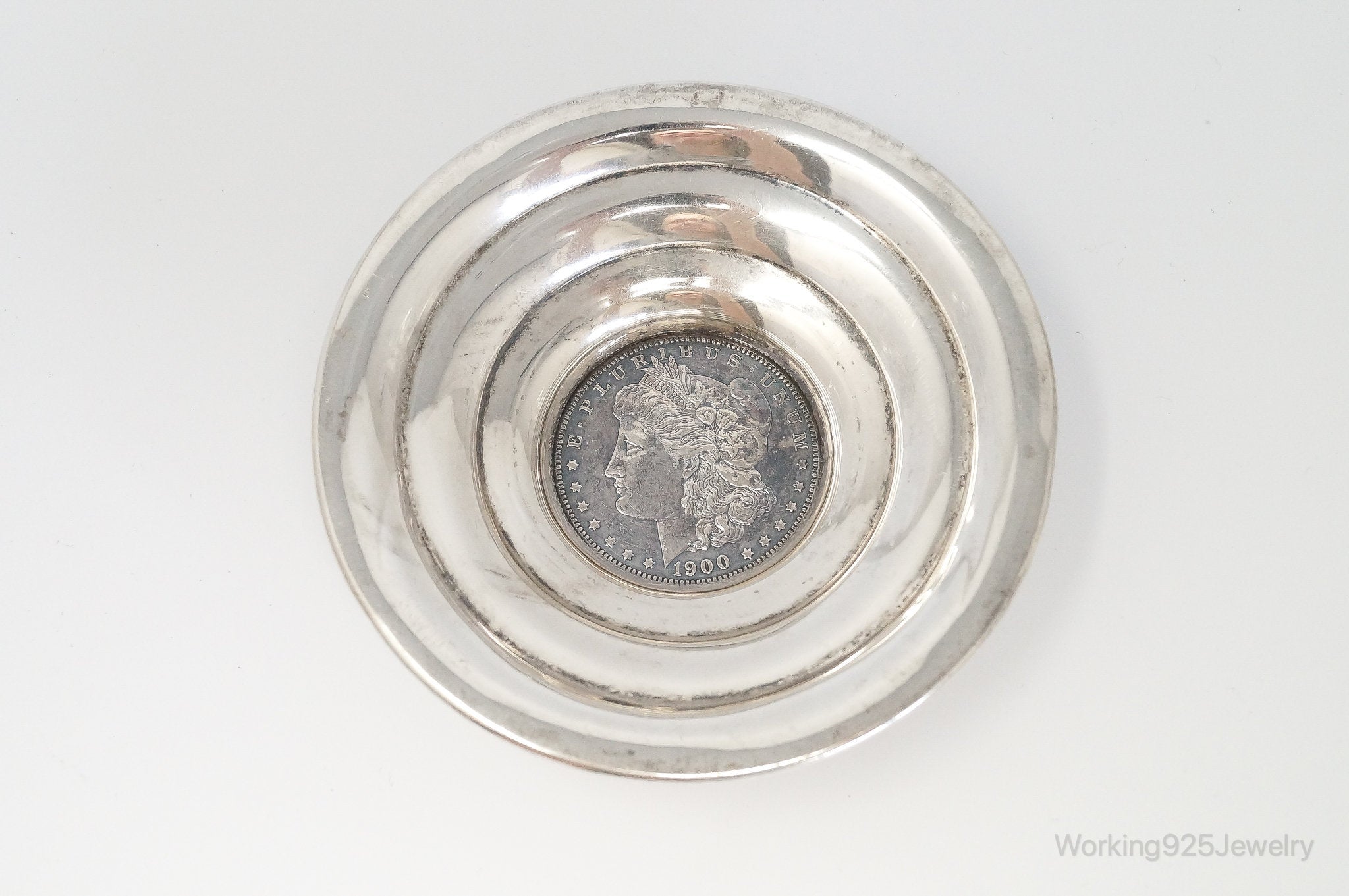 Antique 1900 Morgan Silver Dollar Sterling Silver Dish