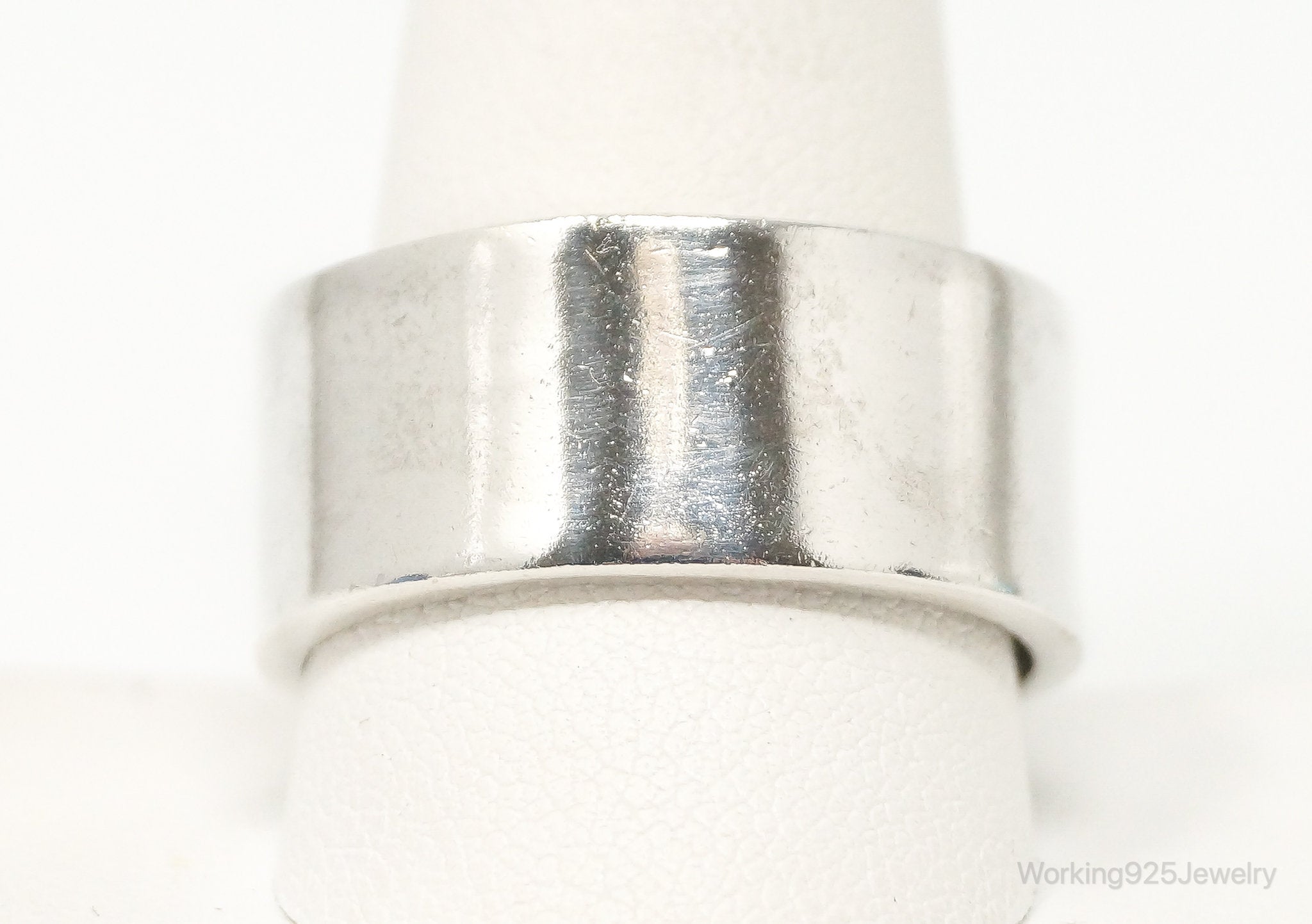 Vintage Mexico Sterling Silver Modern Band Ring - Size 12