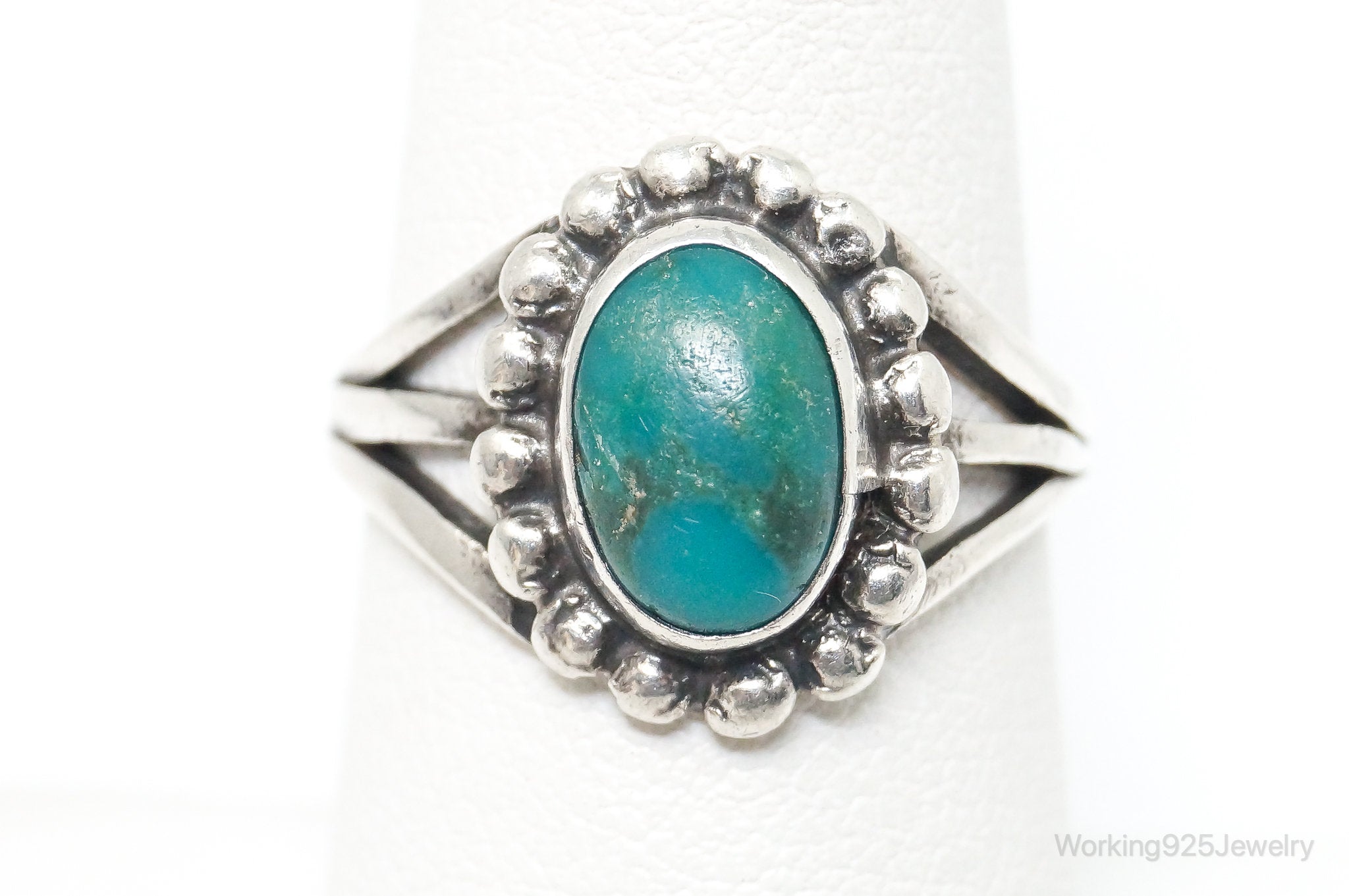 VTG Native American Turquoise Unsigned Sterling Silver Ring SZ 6.5