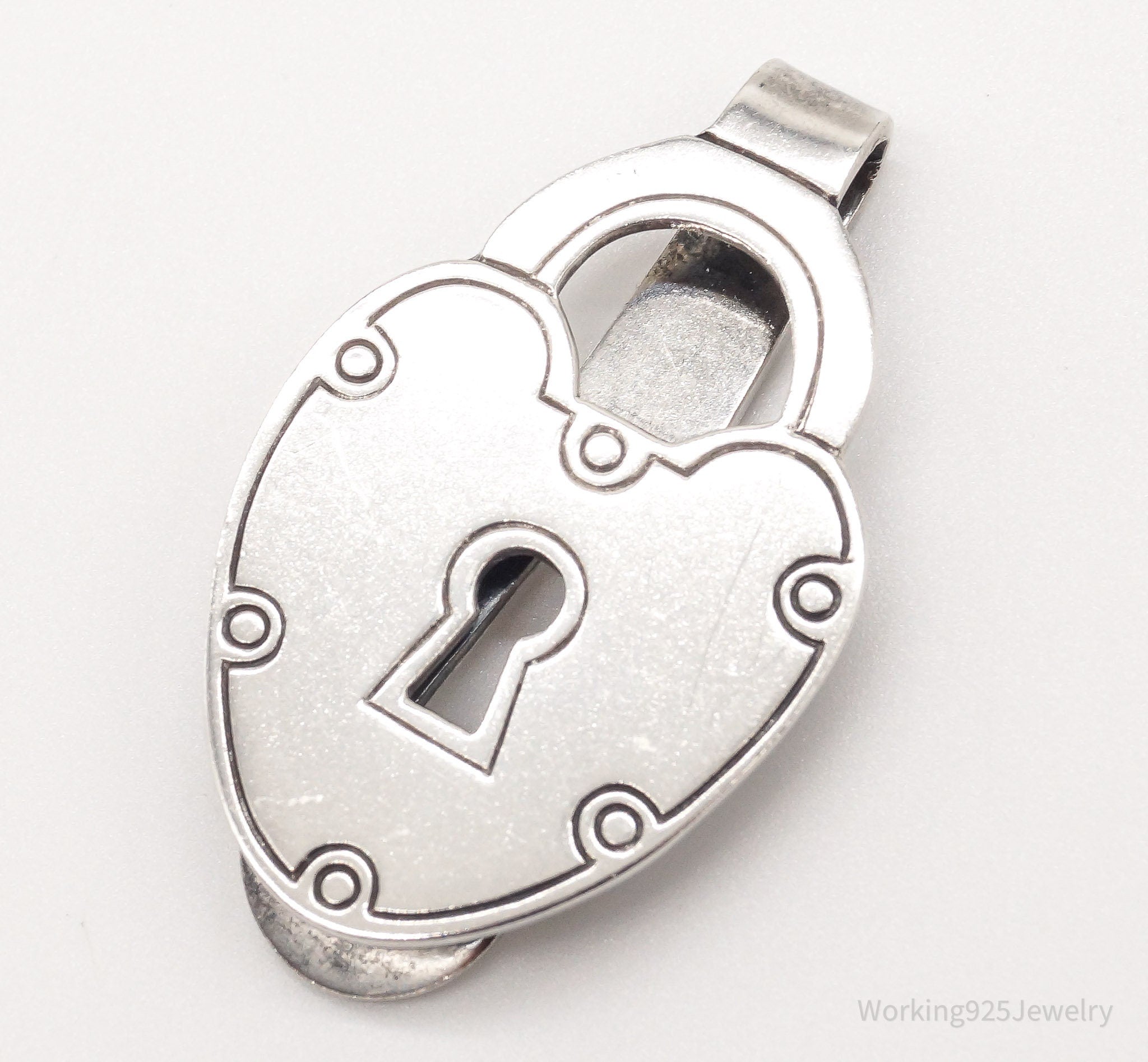 Antique Designer B Co Heart Key Padlock Sterling Silver Money Clip