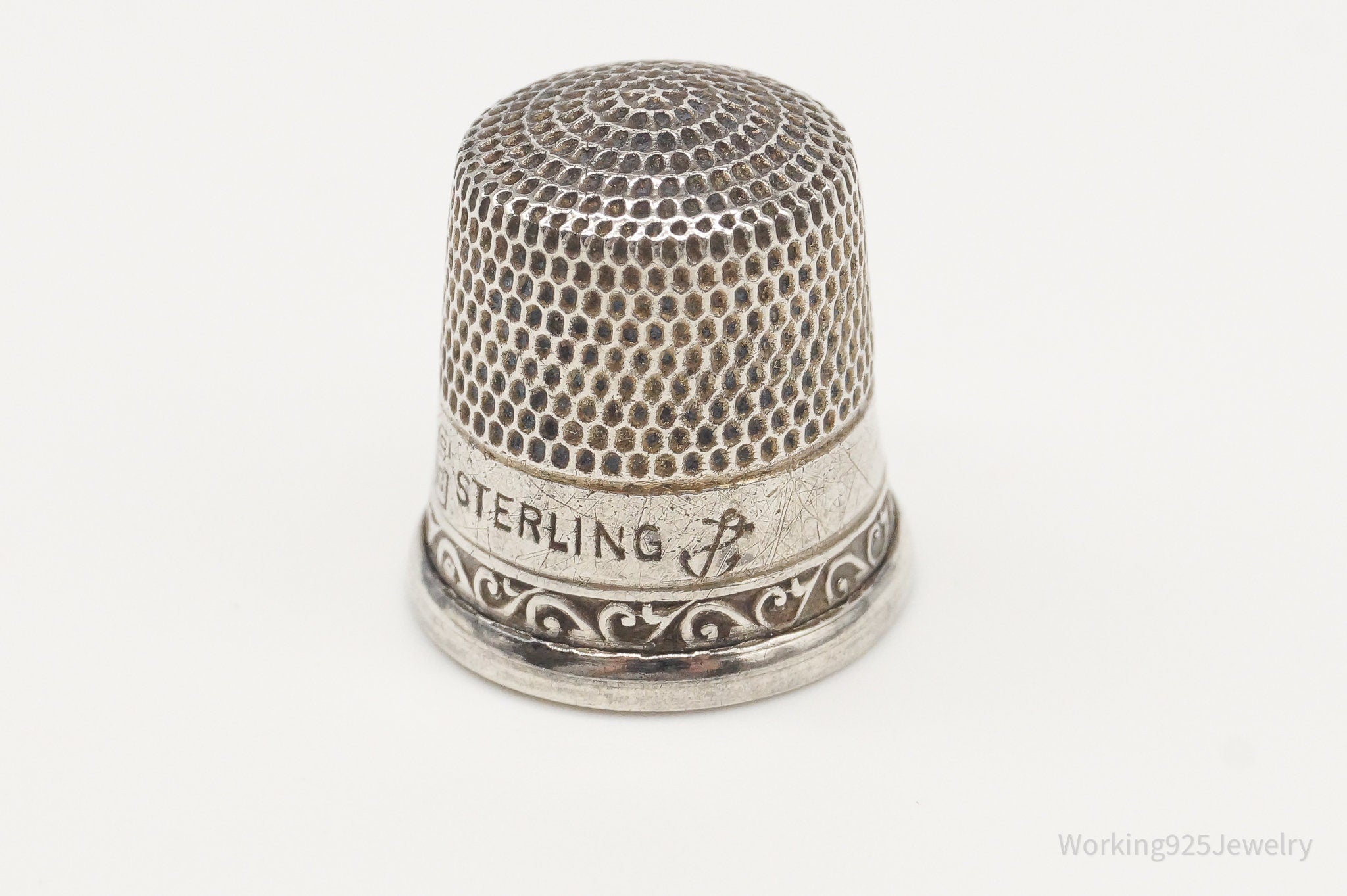 1800s Antique Stern Bros & Company Dome Sterling Silver Thimble Size 8