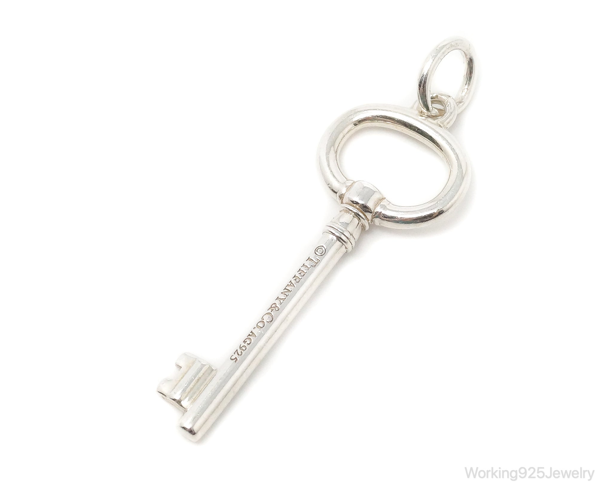 Designer Tiffany & Company Large Oval Key Sterling Silver NecklacePendant