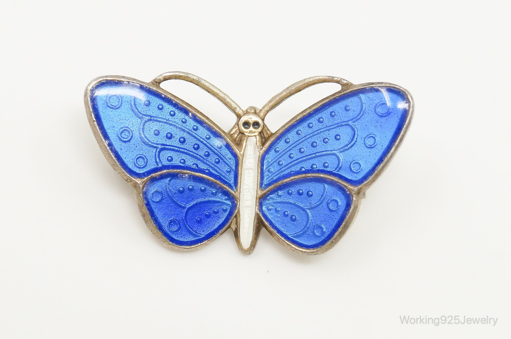 VTG Norway Aksel Holmsen Butterfly Enamel Gold Wash Sterling Silver Pin Brooch