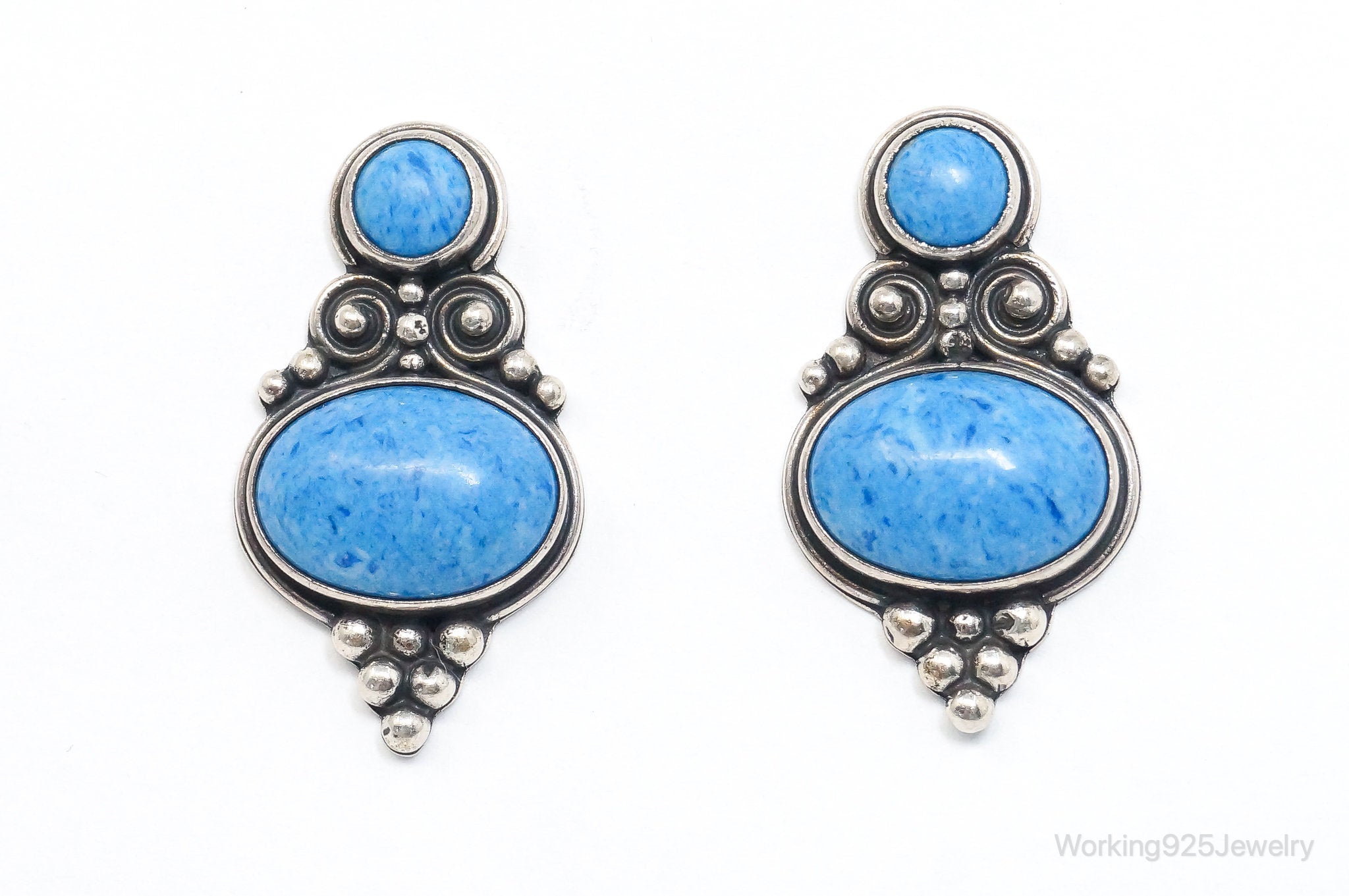 VTG Native American Richard Begay Blue Lapis Lazuli Sterling Silver Earrings