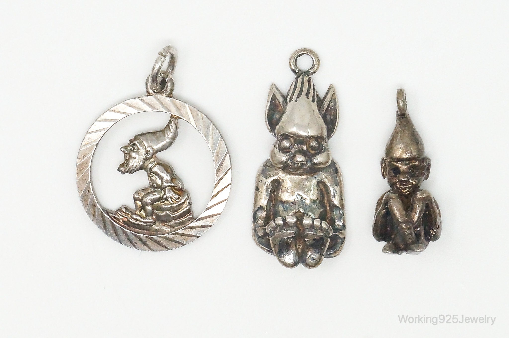 Vintage Gnomes Sterling Silver Charms Lot