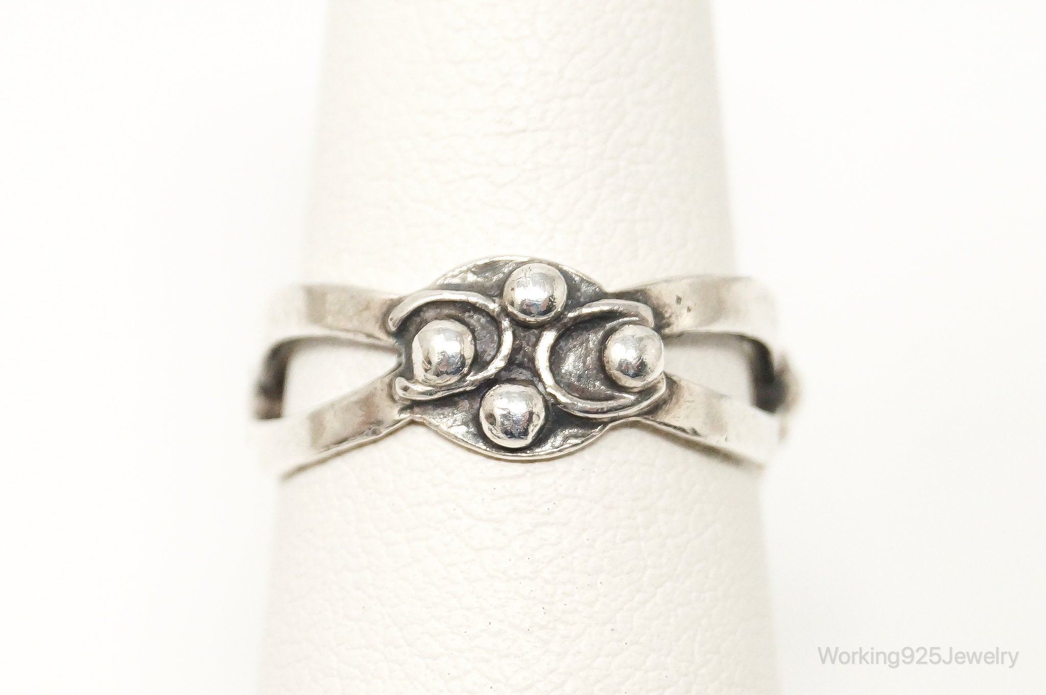 Vintage Mexico Designer RJP Modernist Sterling Silver Ring - Size 6.5
