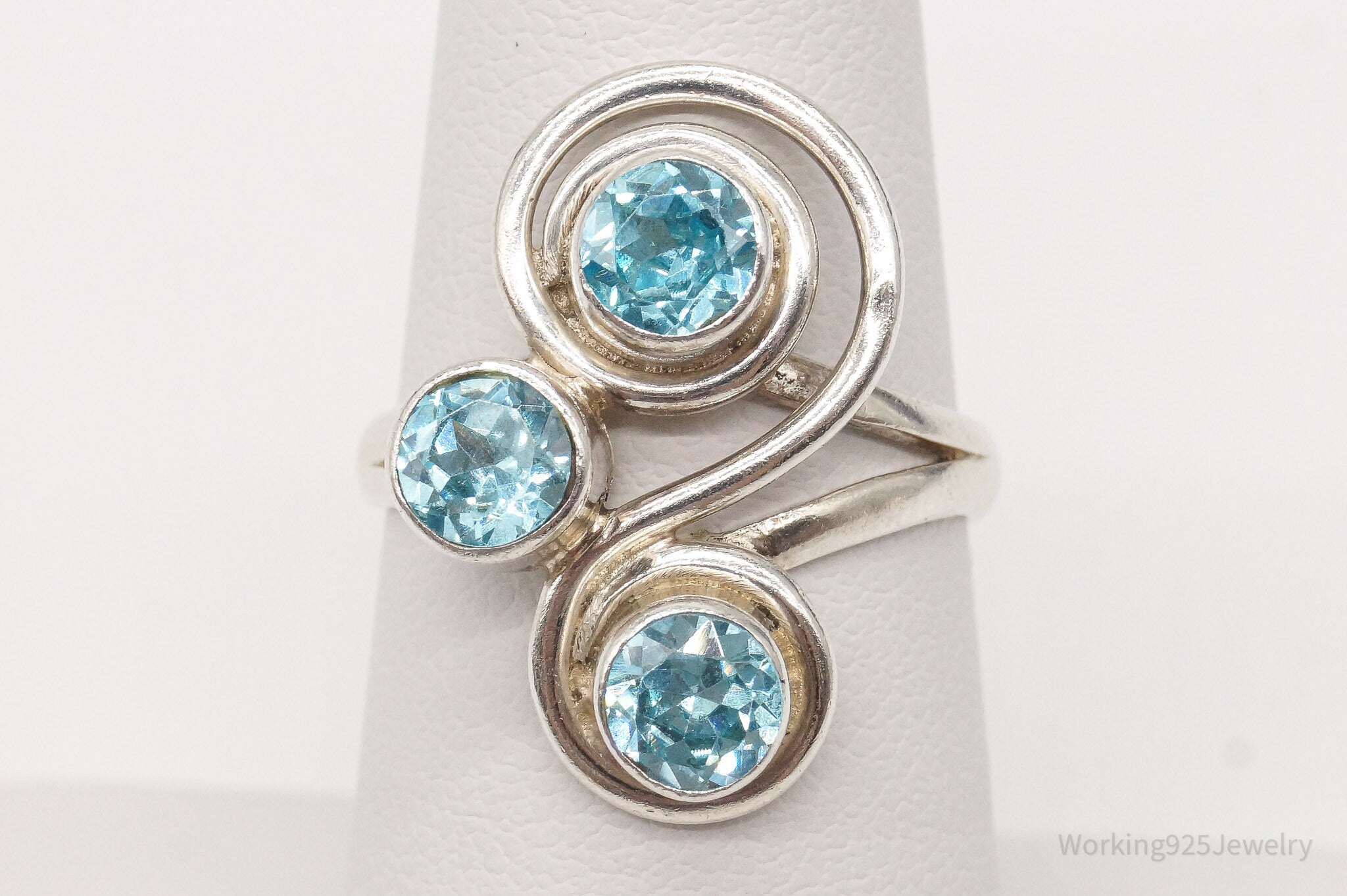 Vintage Aquamarine Sterling Silver Ring - Size 7