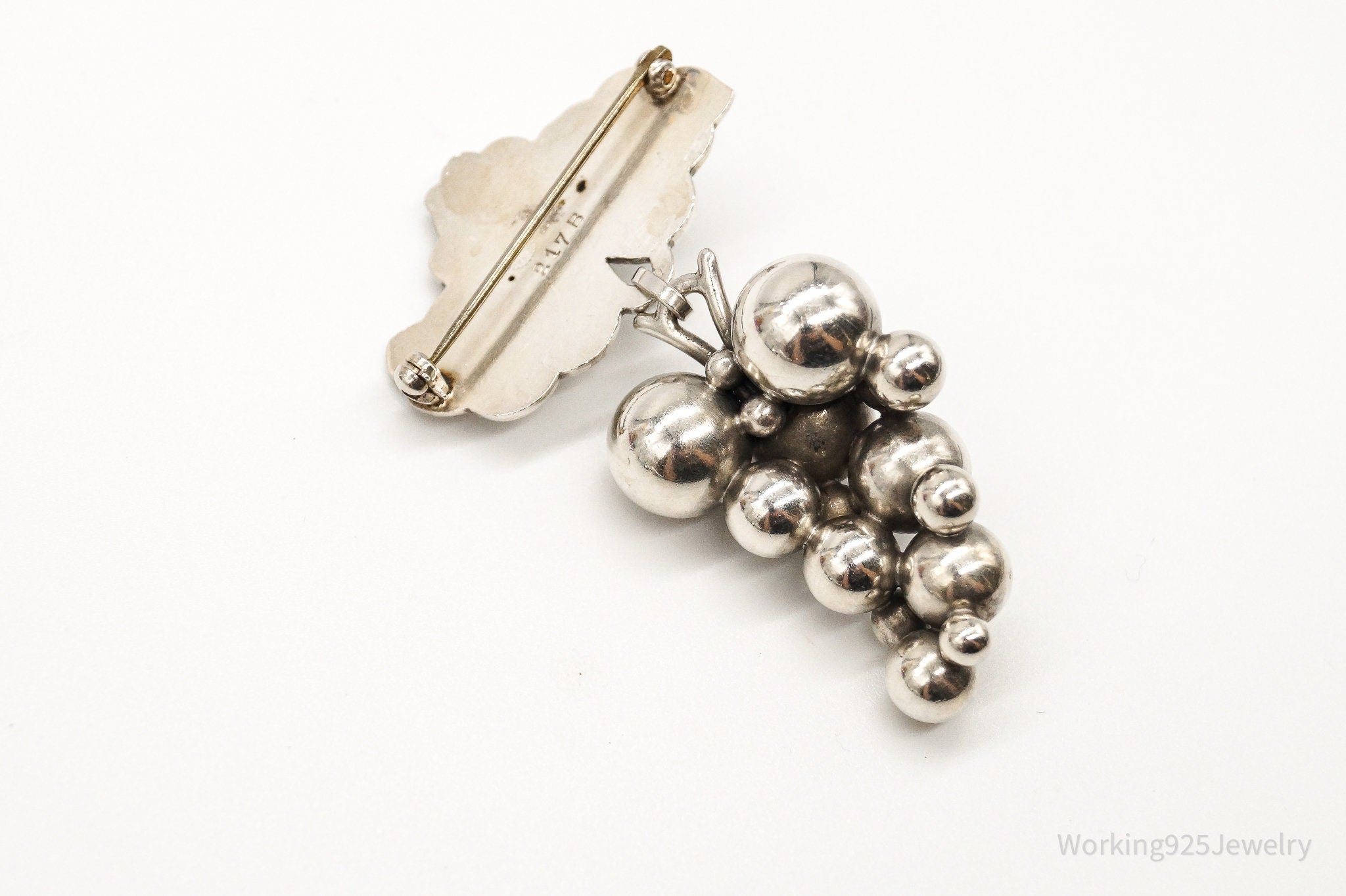 1920s Georg Jensen Moonlight Grapes 217B Sterling Silver Brooch Pin