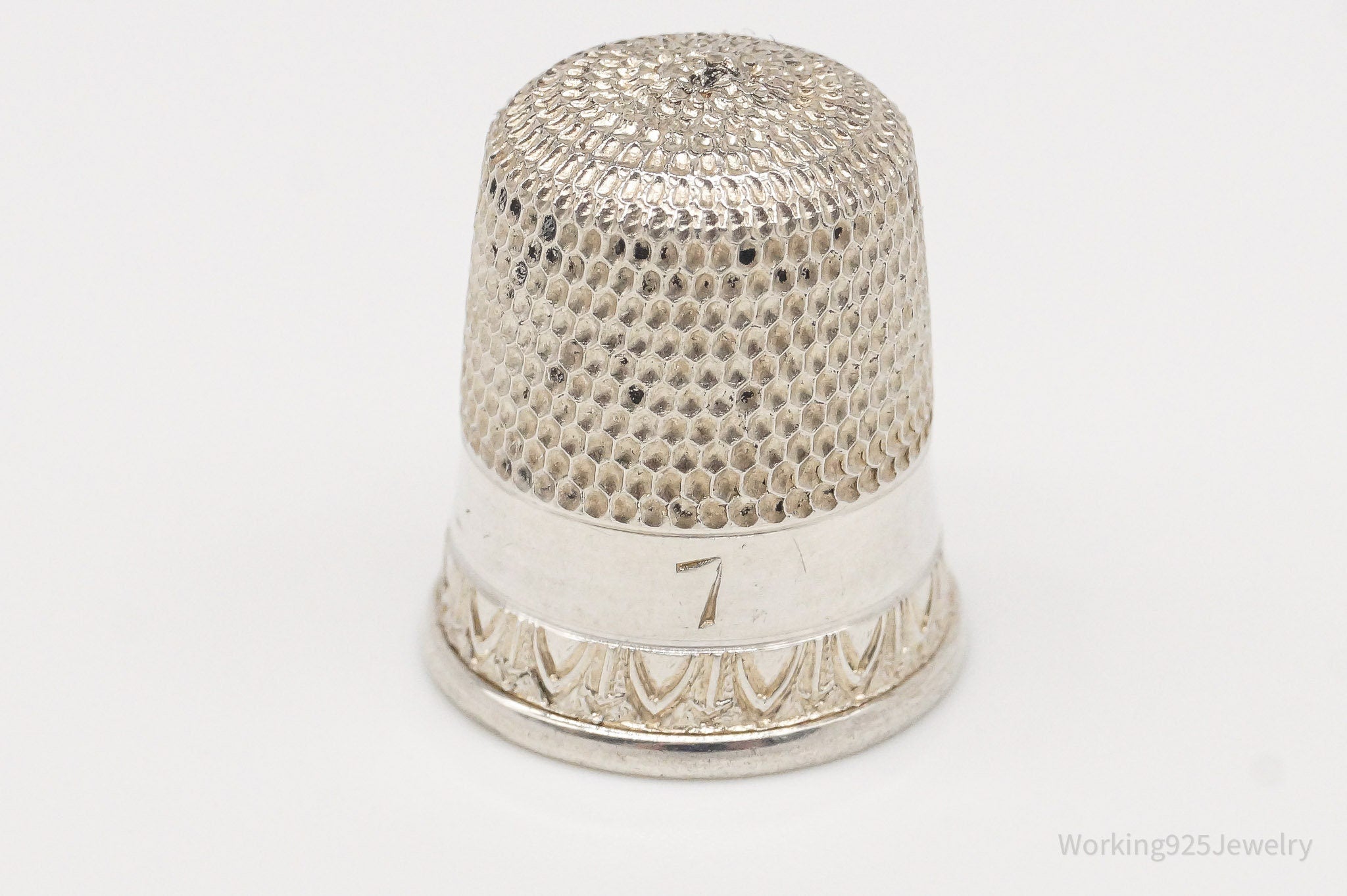 1800s Antique Simons Bros & Co Sterling Silver Thimble Size 7