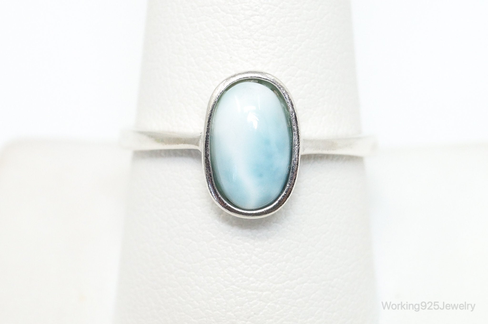 Vintage Blue Larimar Sterling Silver Ring - Size 9.75