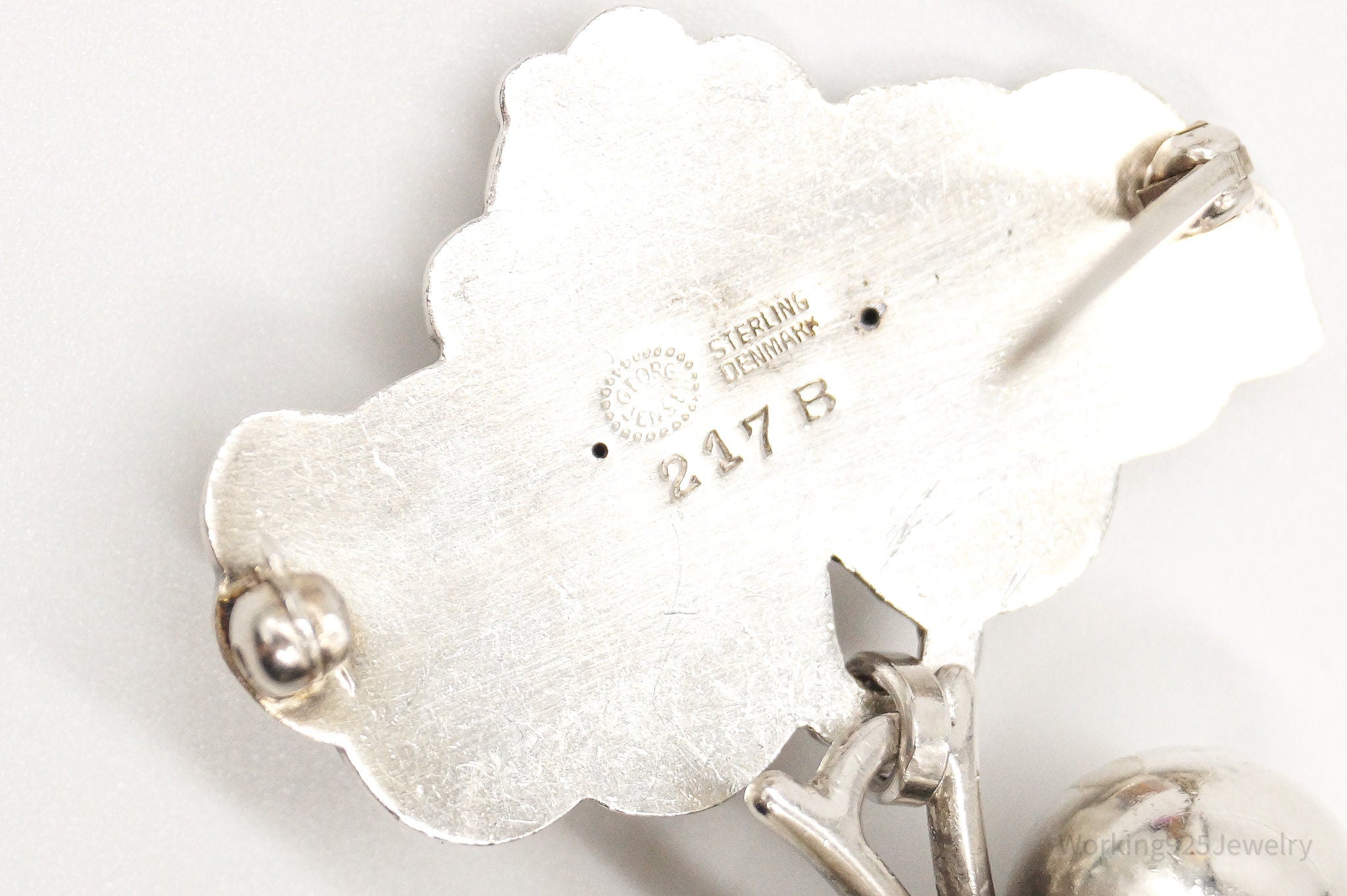 1920s Georg Jensen Moonlight Grapes 217B Sterling Silver Brooch Pin