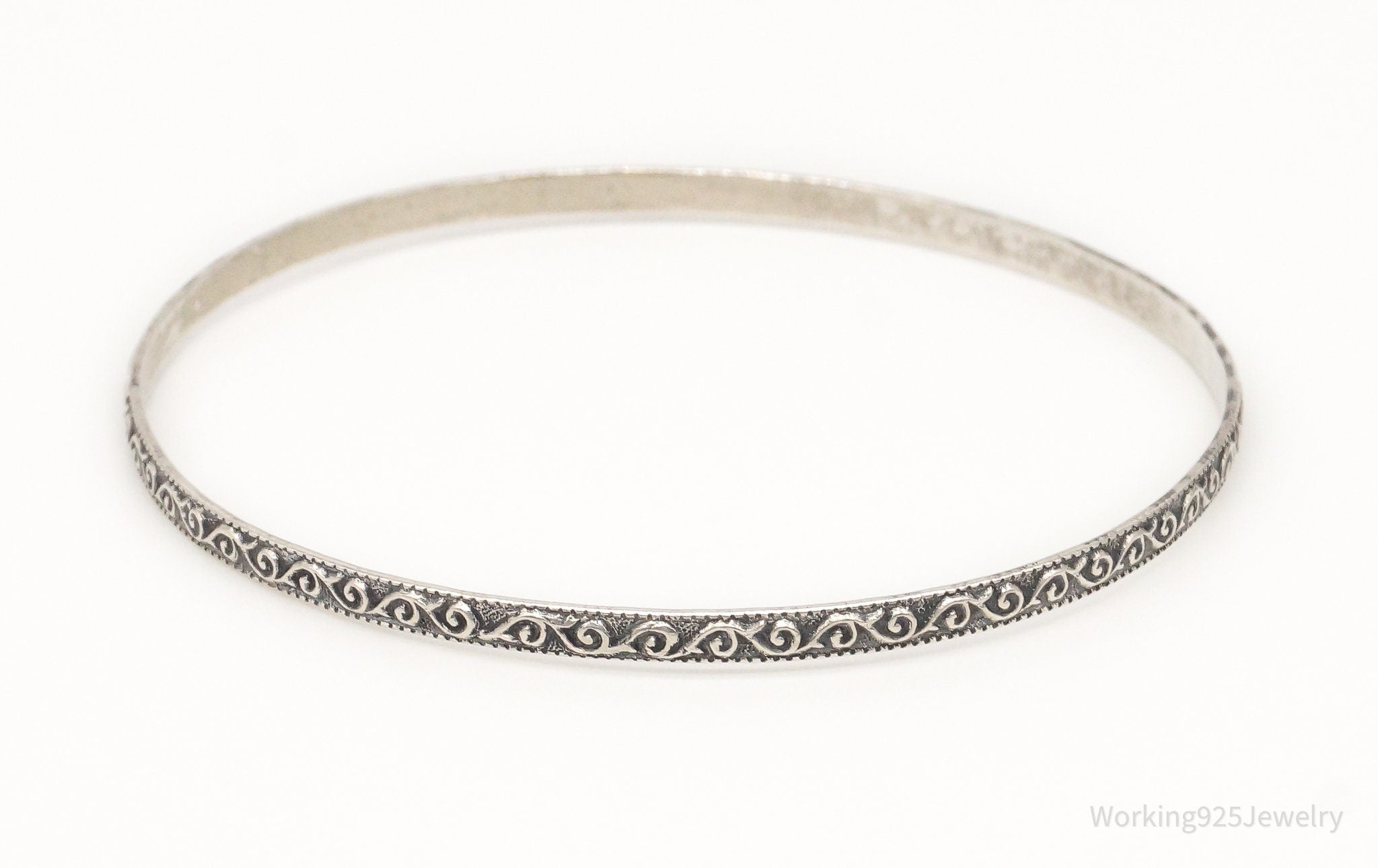 Antique Beau Art Nouveau Sterling Silver Bangle Bracelet