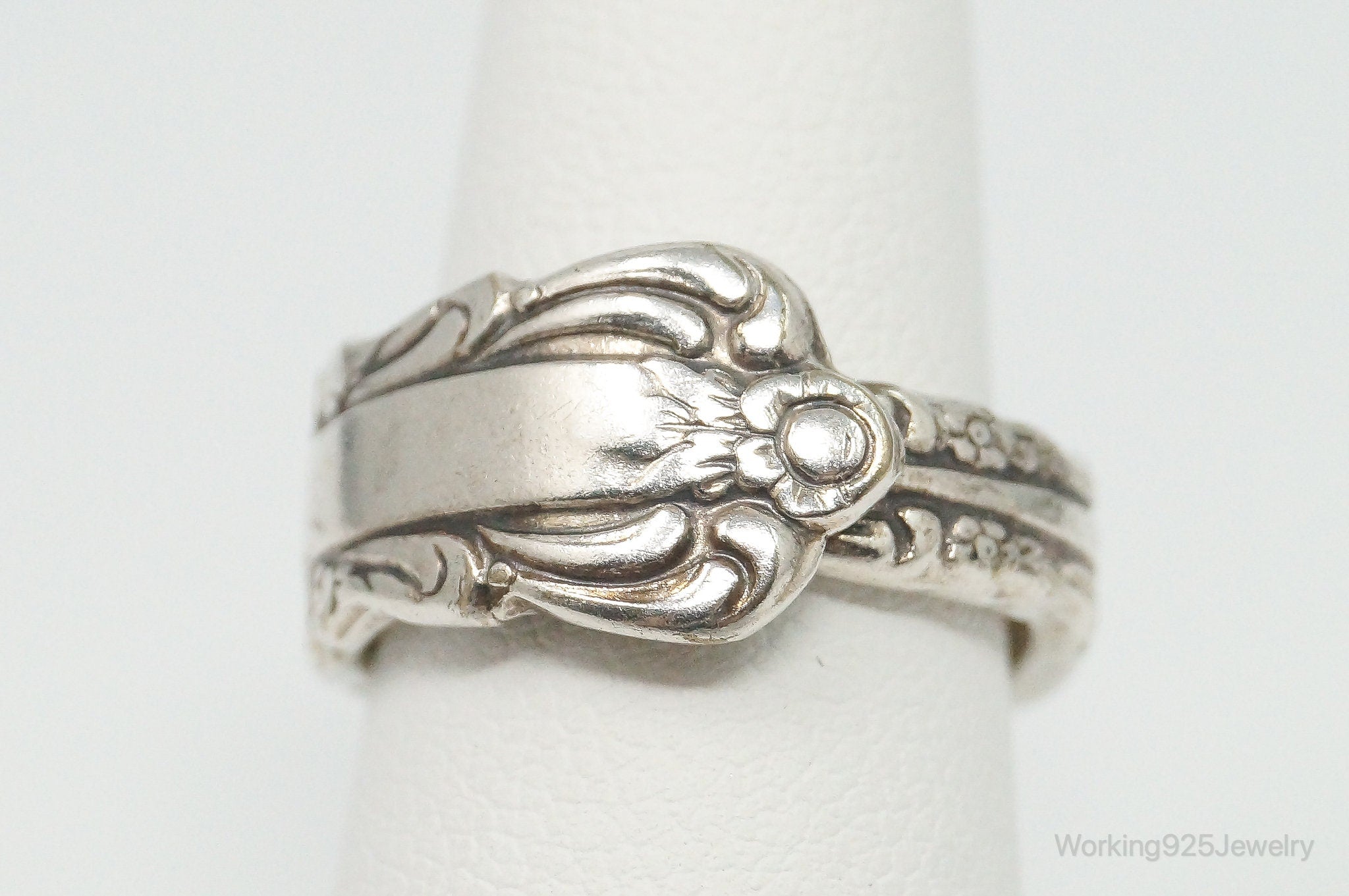 Antique 1881 Rogers Oneida Spoon Wrap Silver Ring - Size 4.75