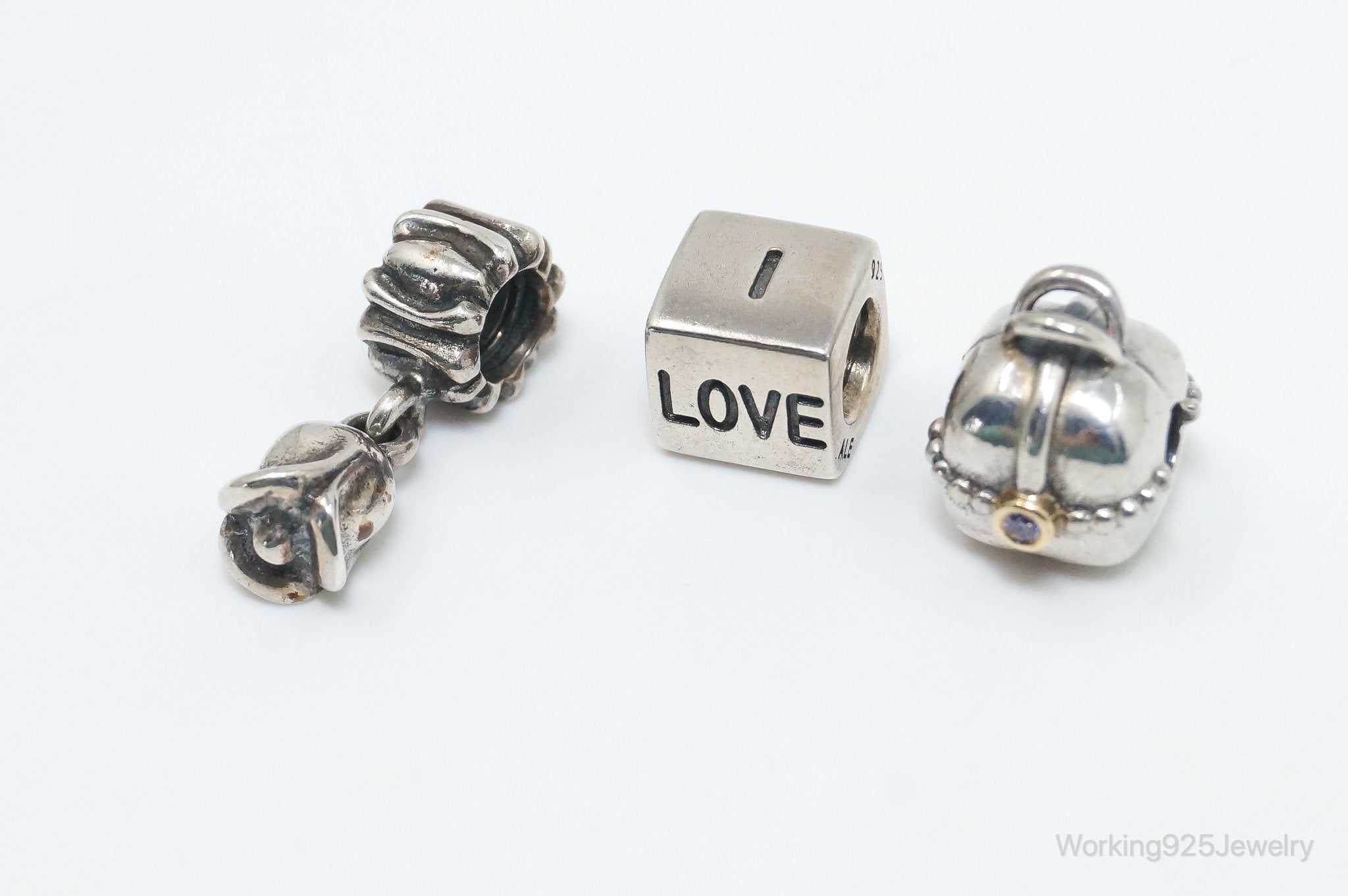 Pandora, sterling silver charm shops set.