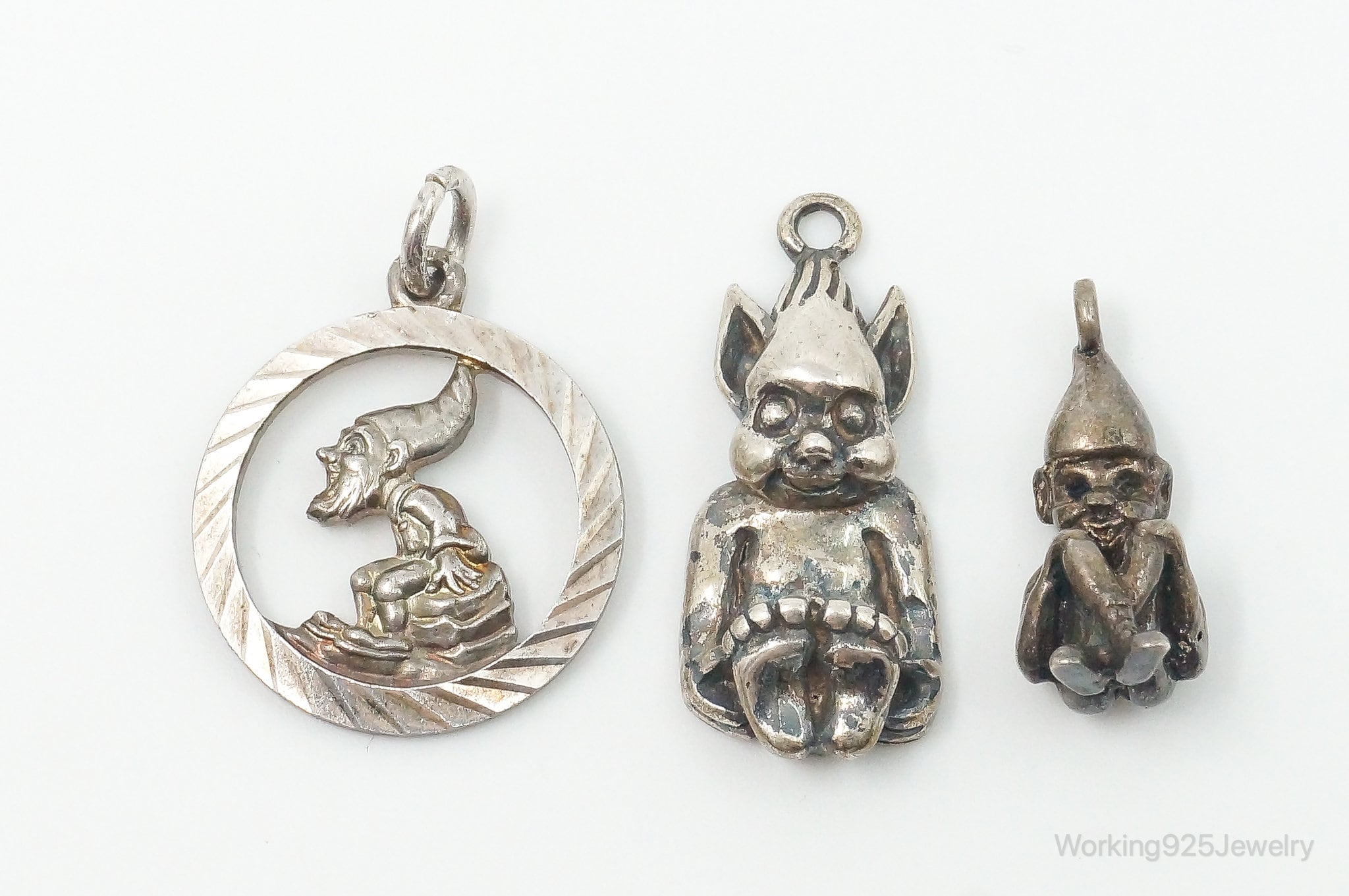 Vintage Gnomes Sterling Silver Charms Lot
