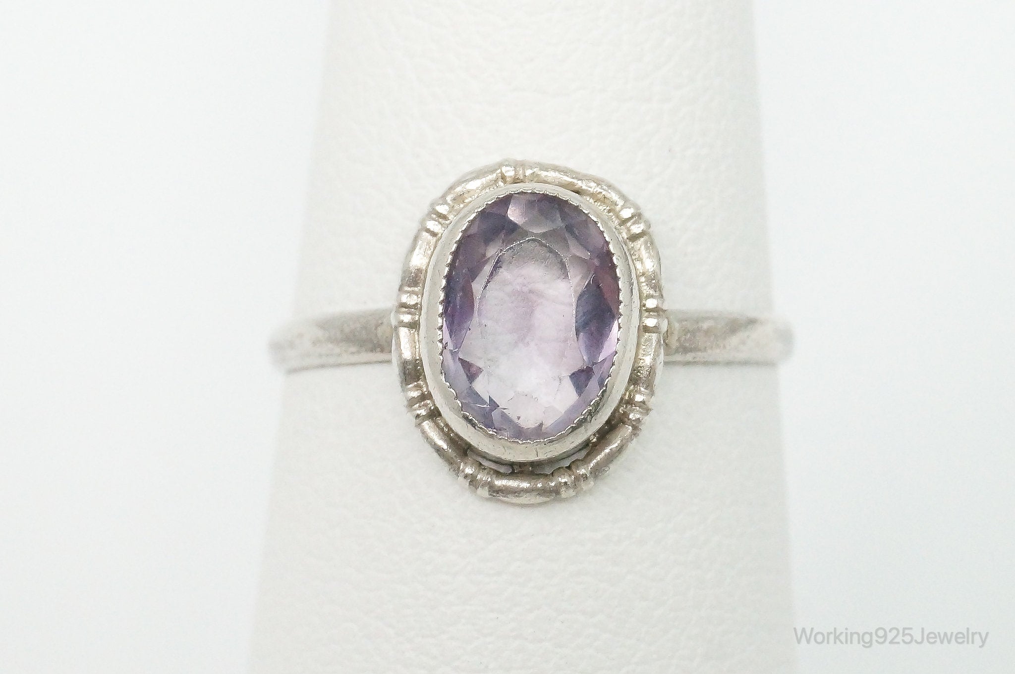 Antique Amethyst 835 Silver Ring - Size 7.75