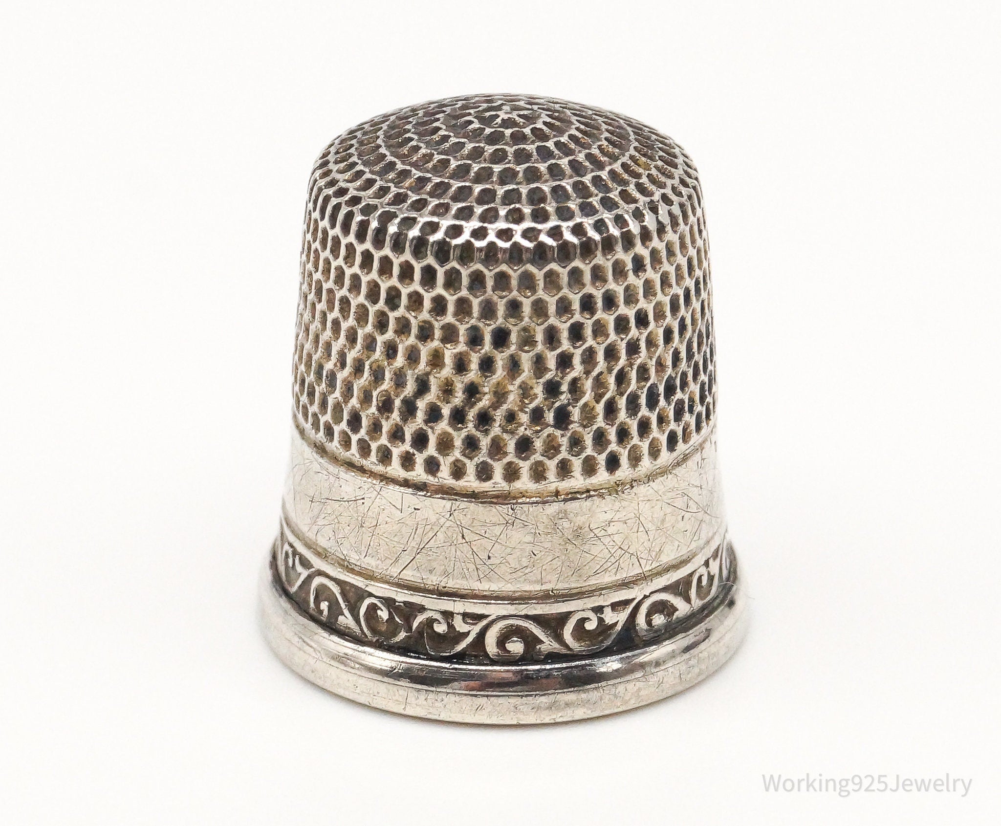 1800s Antique Stern Bros & Company Dome Sterling Silver Thimble Size 8