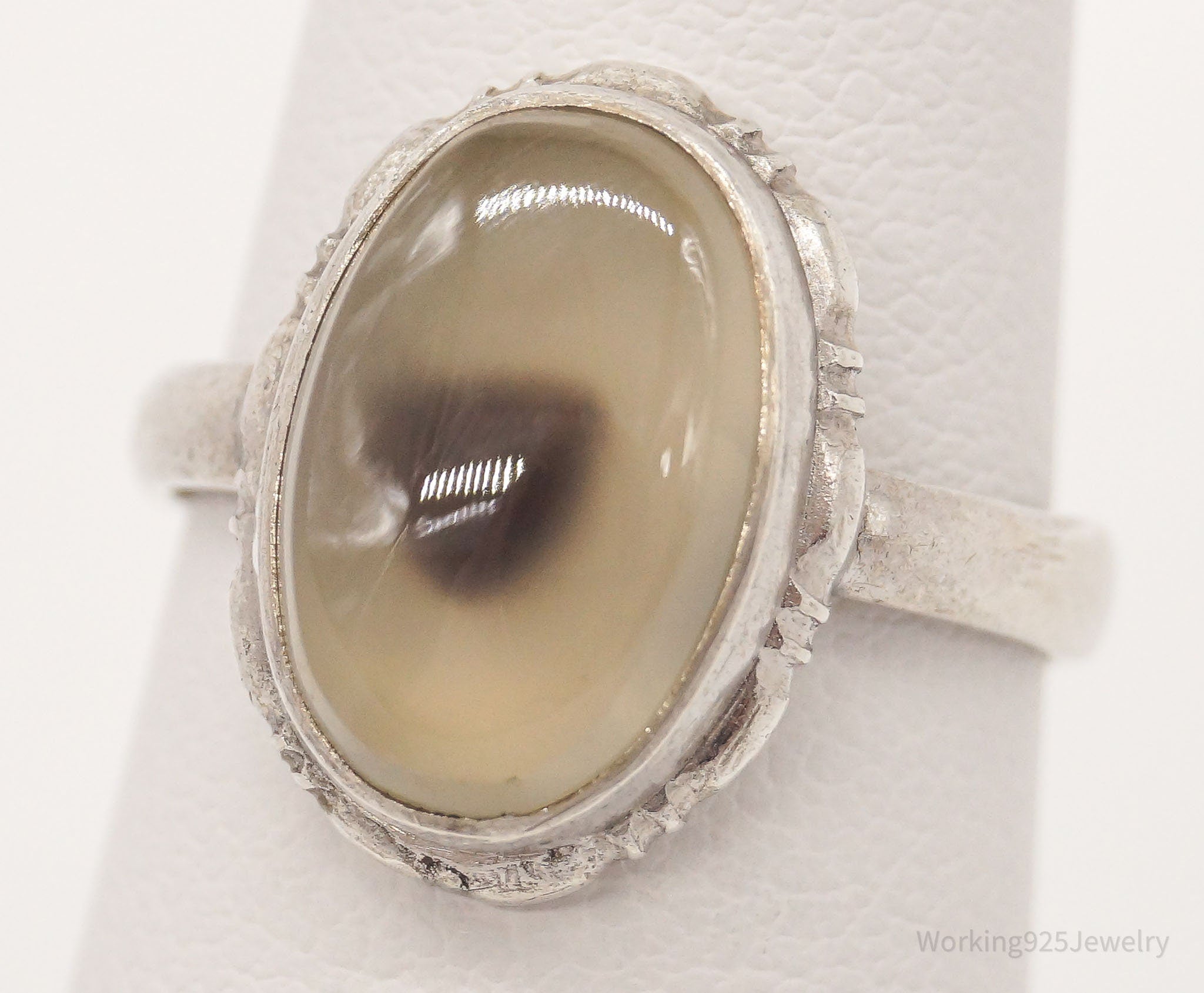 Antique Agate Sterling Silver Ring Size 5.75