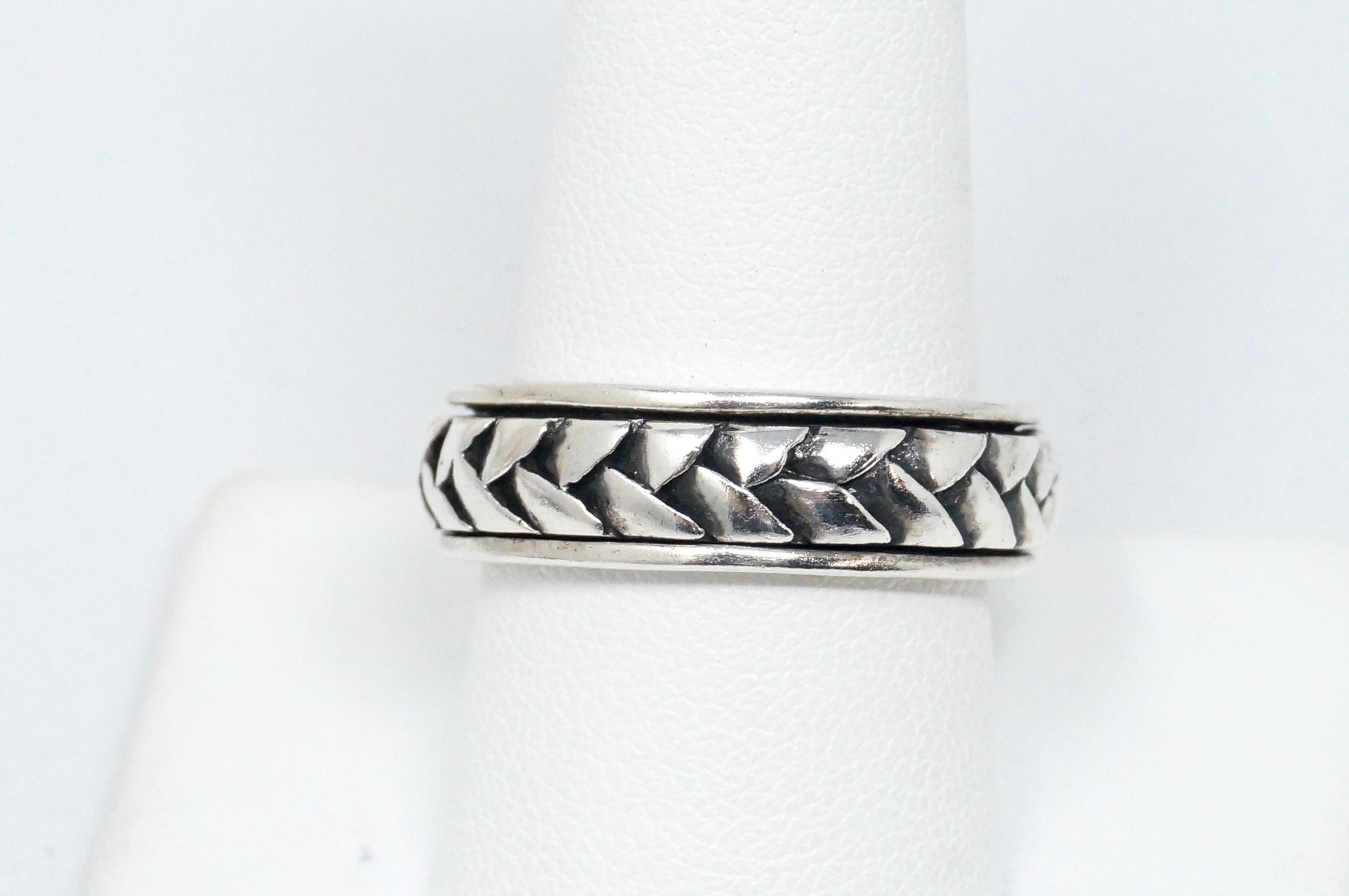 Amazing Vintage Braid Designer Sterling Silver Spinner Band Ring - Size 9.75