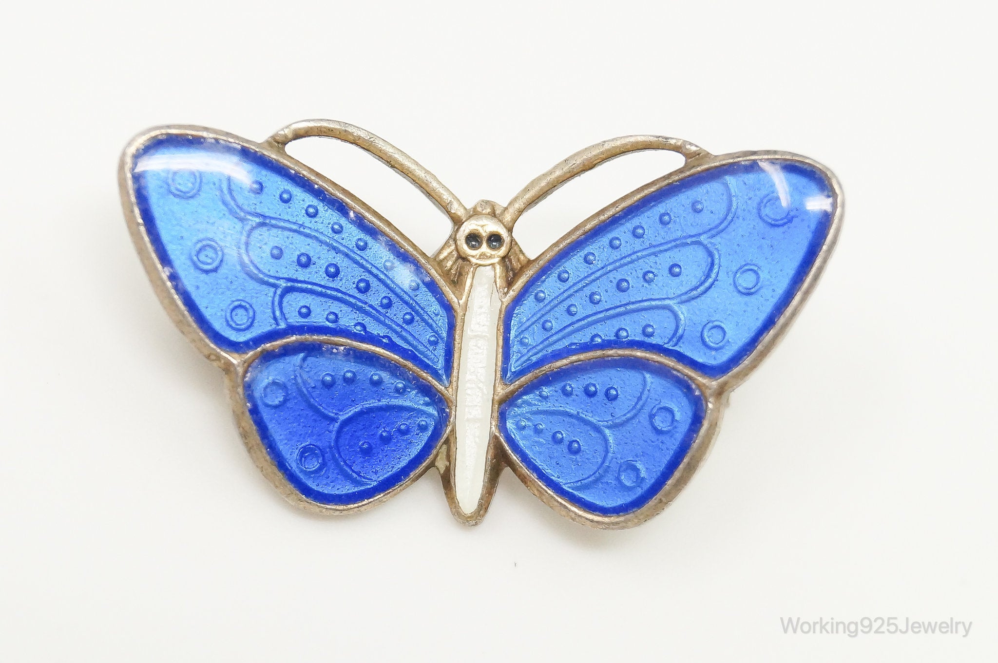 VTG Norway Aksel Holmsen Butterfly Enamel Gold Wash Sterling Silver Pin Brooch