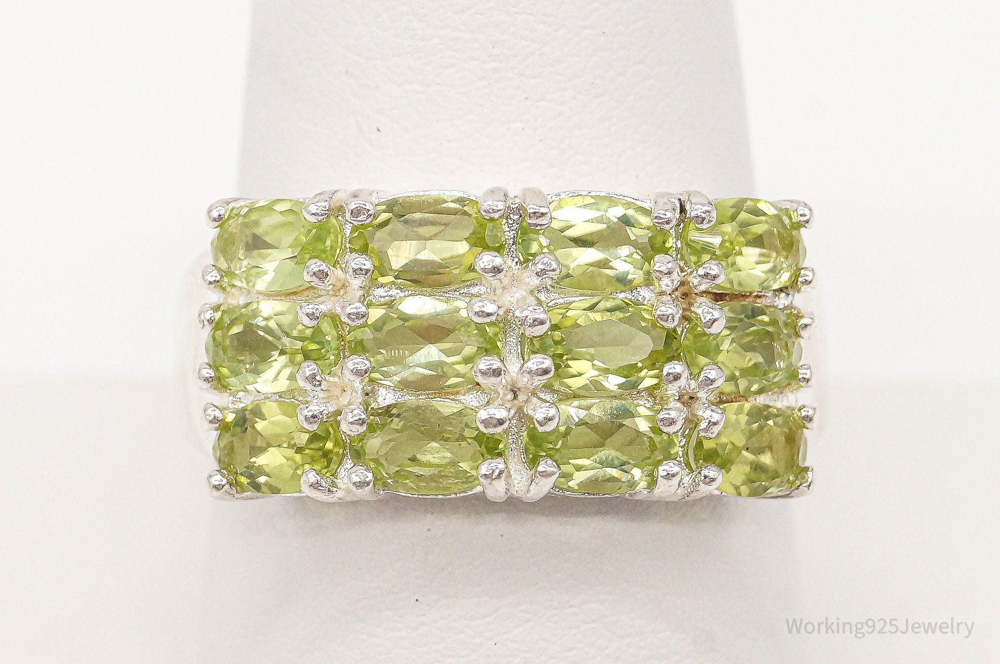 Vintage Peridot Sterling Silver Ring - Size 9