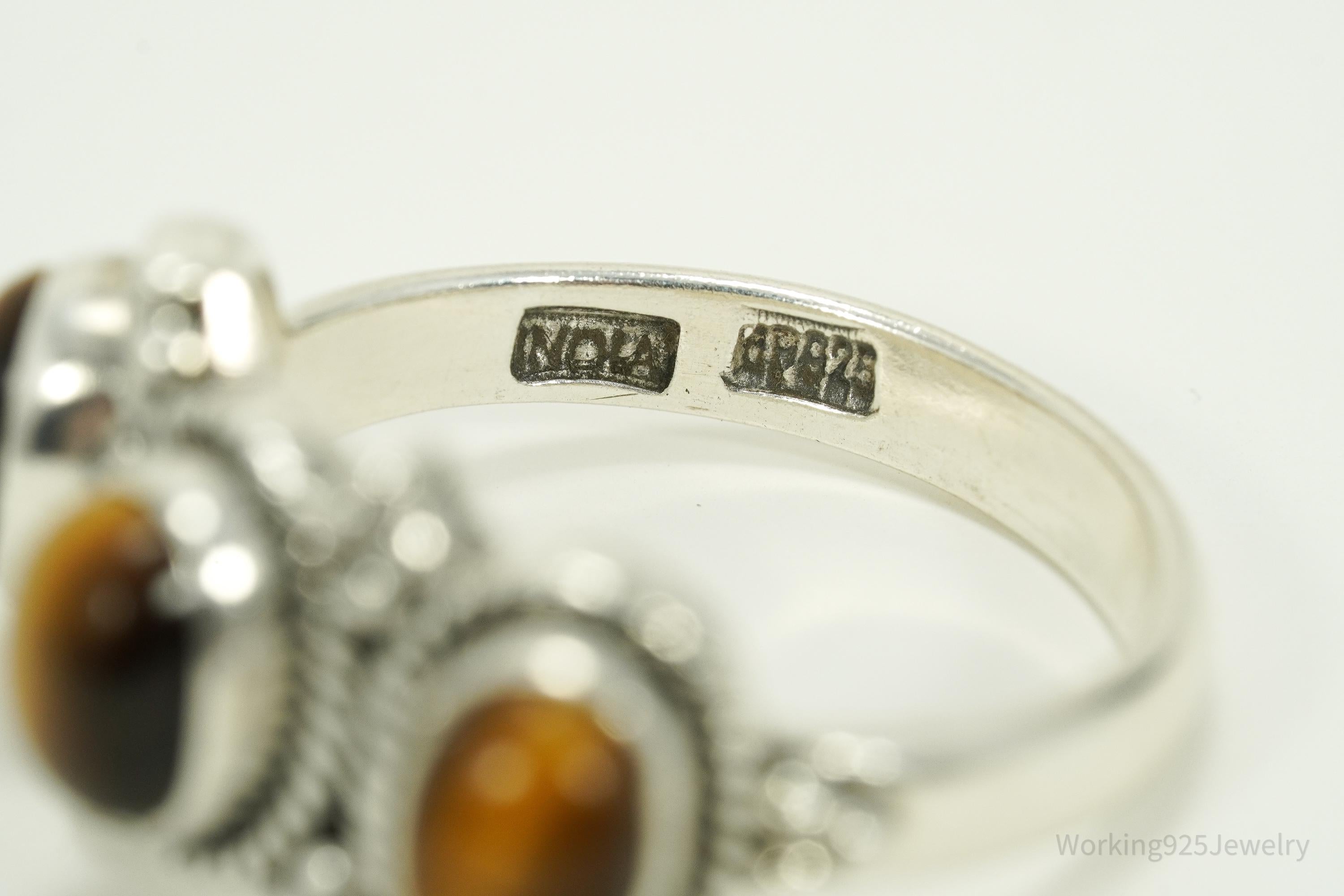 Vintage Designer Doug Paulus Tigers Eye Sterling Silver Ring - Size 8.25