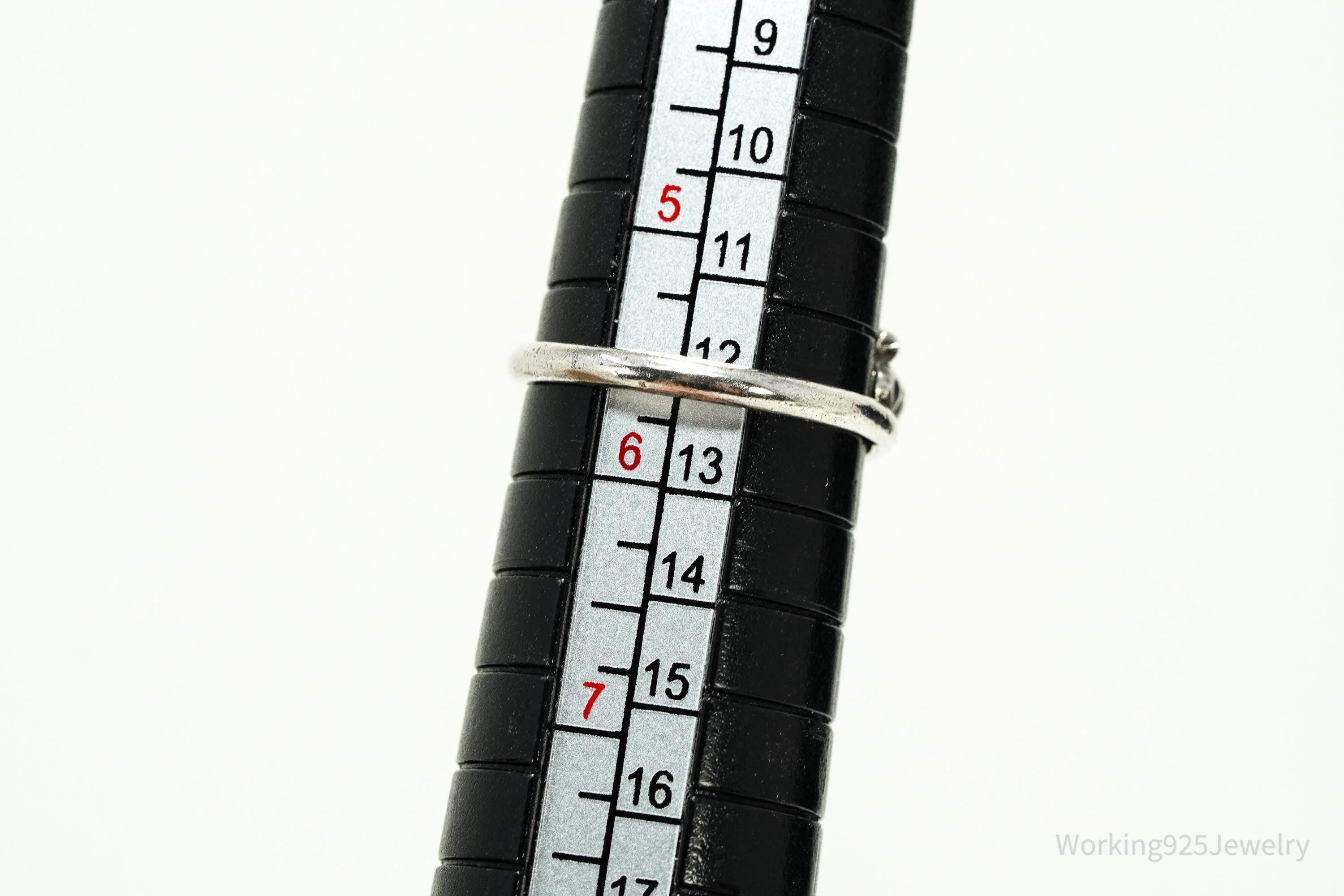 Vintage Handmade Native American Turquoise Unsigned Silver Ring - Size 5.5