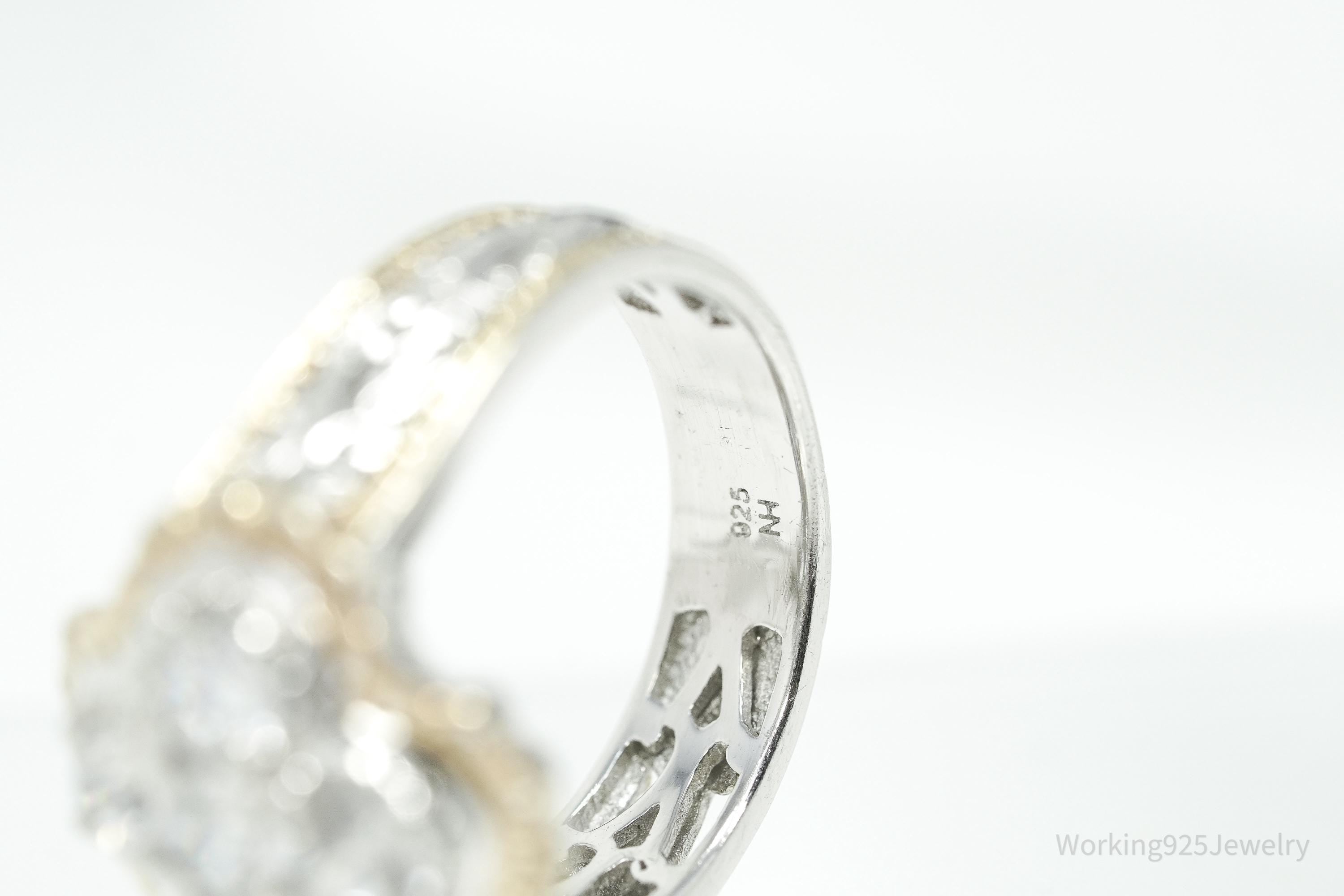 Michael Valitutti White Zircon Gold Vermeil Palladium Sterling Silver Ring Size 7.5