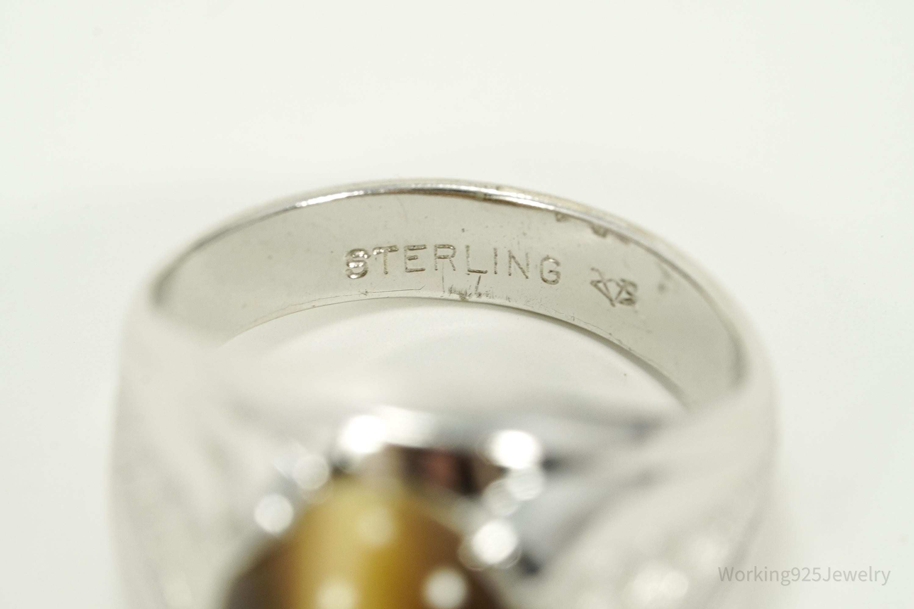 Antique Tigers Eye Sterling Silver Ring - Size 8