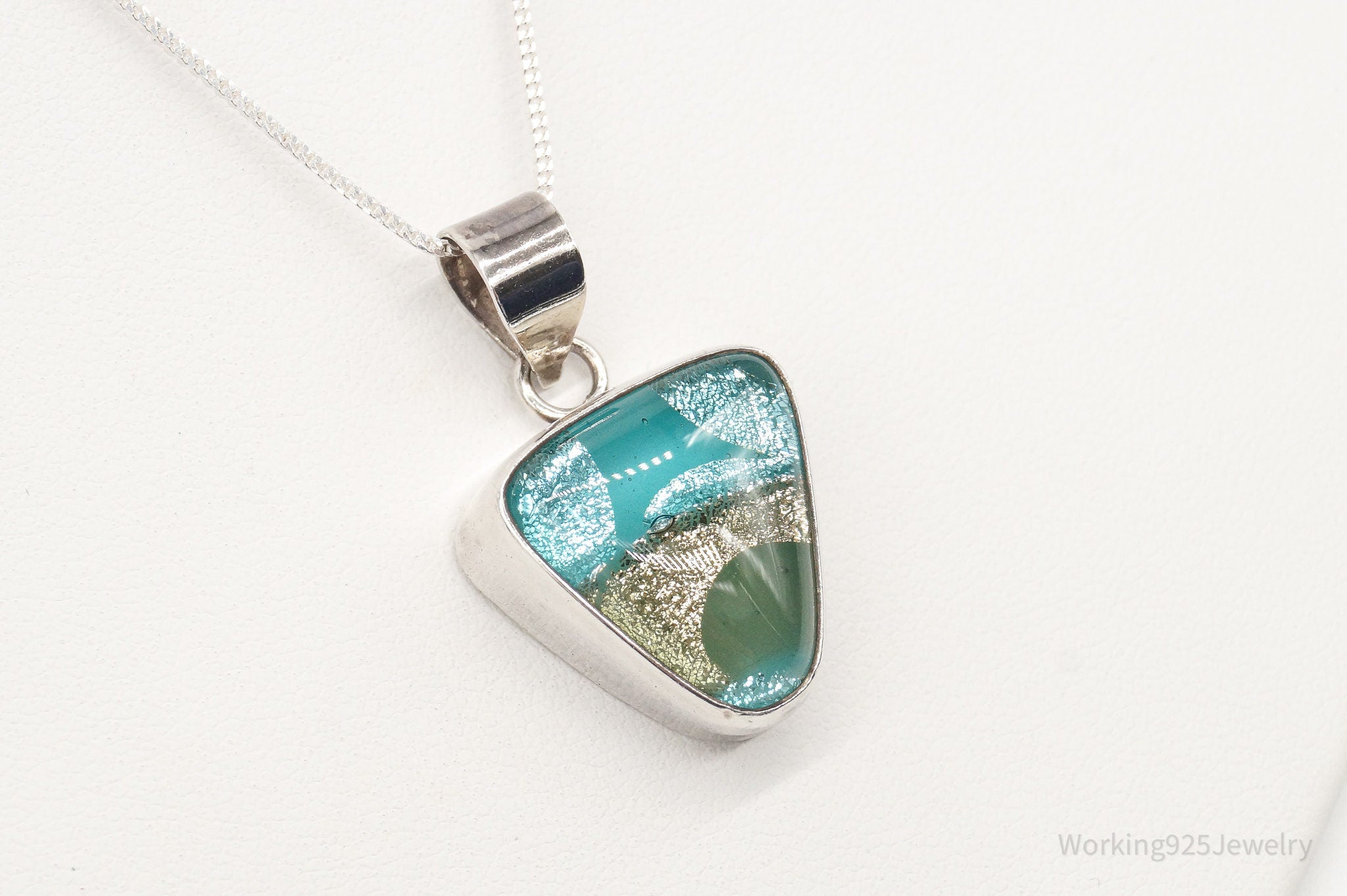 Vintage Dichroic Glass Sterling Silver Necklace