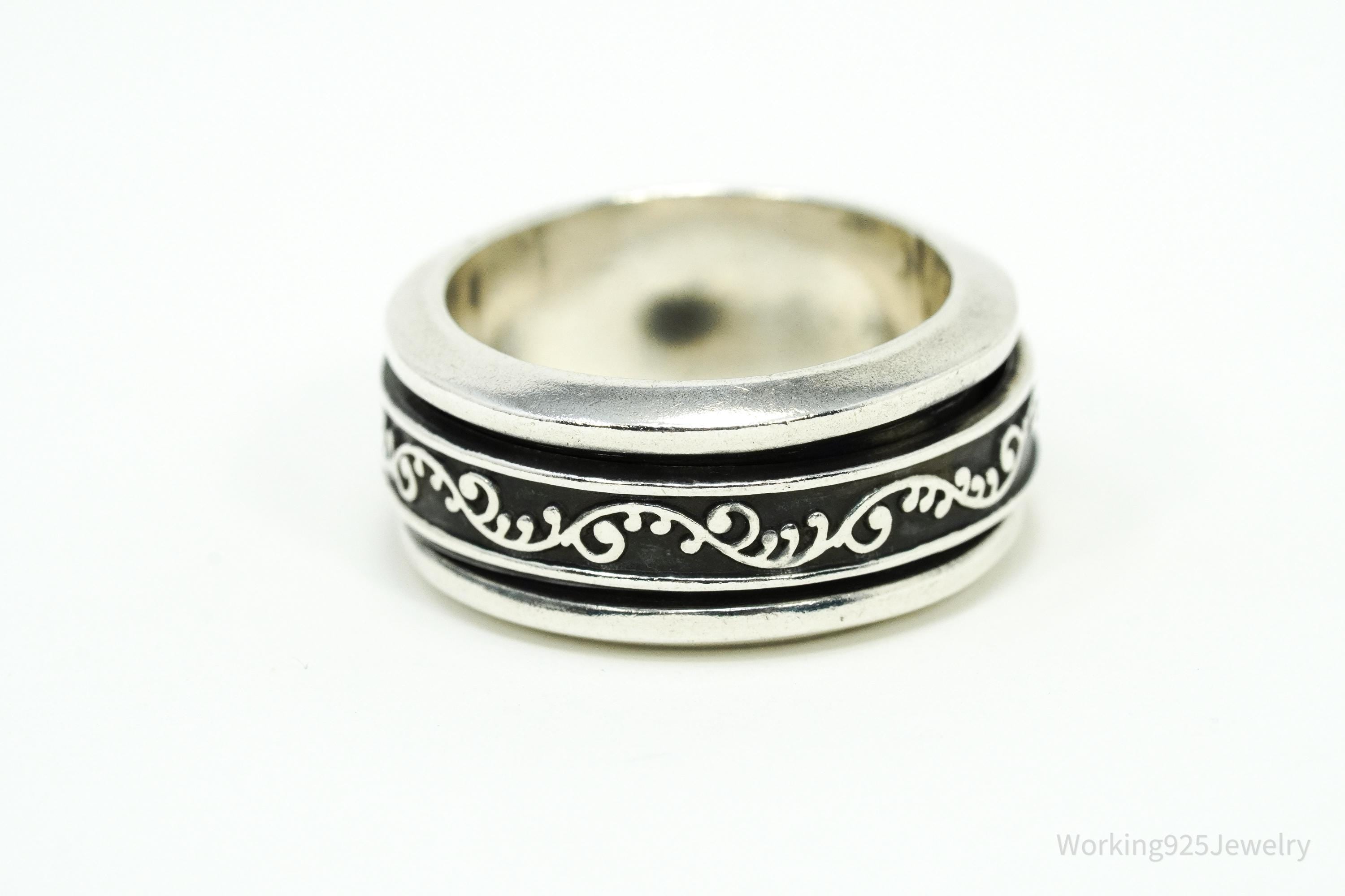 Vintage Vine Design Sterling Silver Spinner Ring - Size 7.25