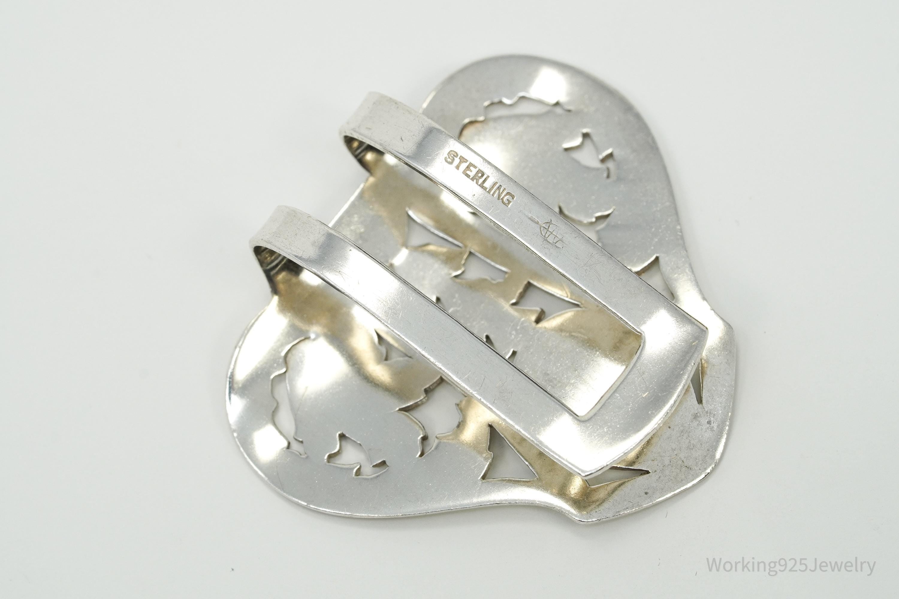 Antique Designer Webster Initial Sterling Silver Napkin Money Clip