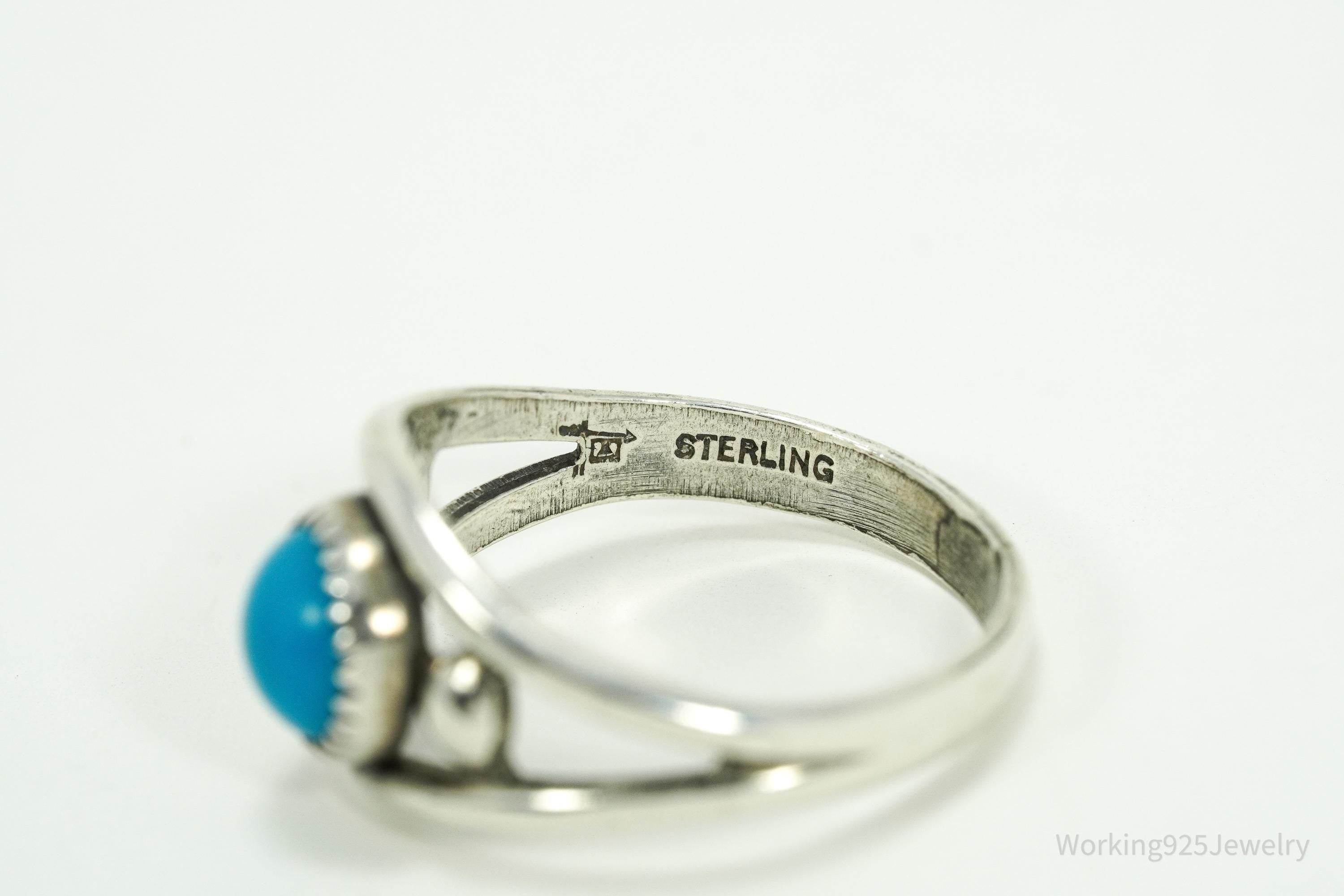 Vintage Native Bell Trading Post Turquoise Sterling Silver Ring - Size 6.5