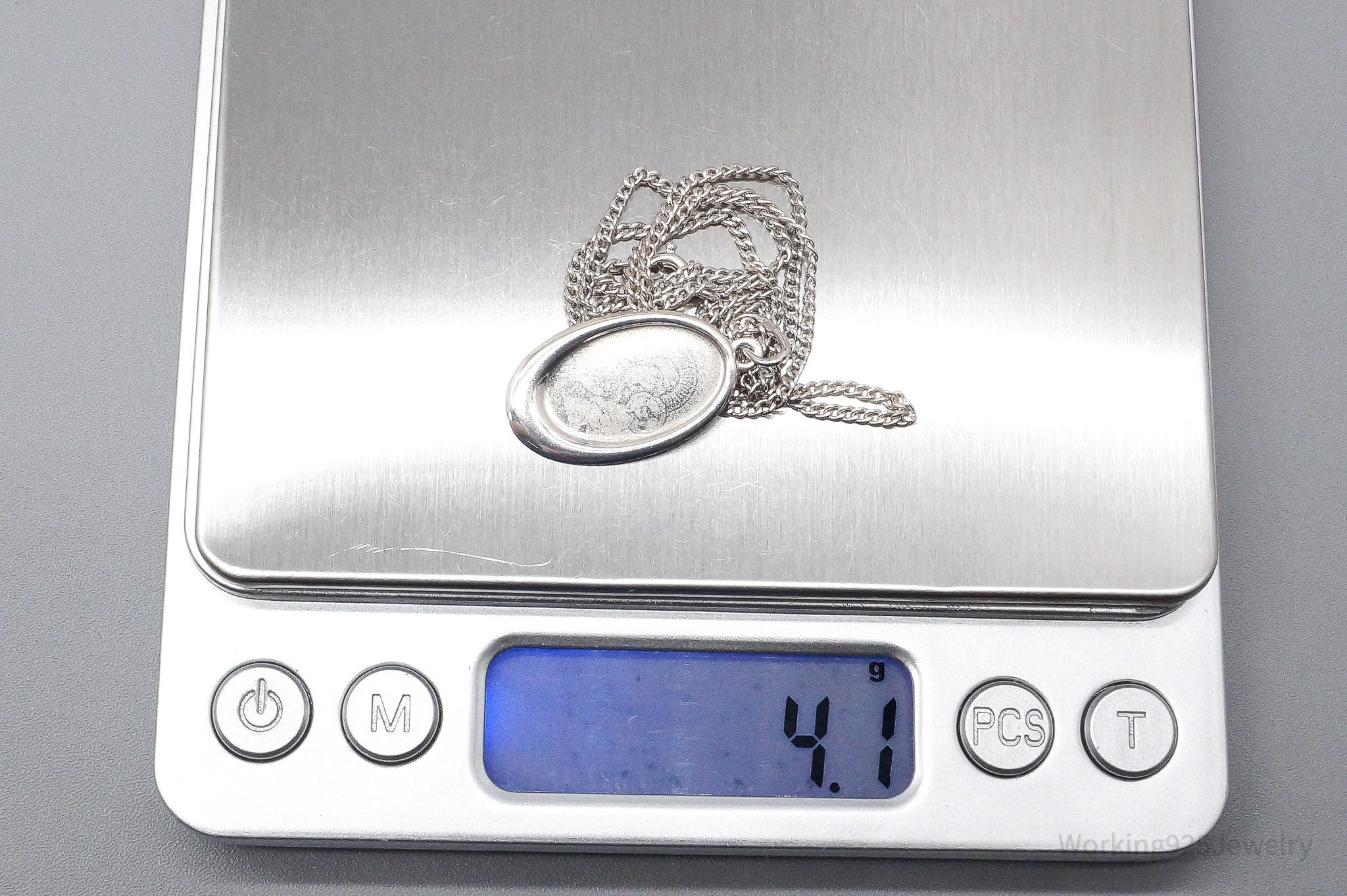 Antique Mary & Jesus Sterling Silver Necklace 17"